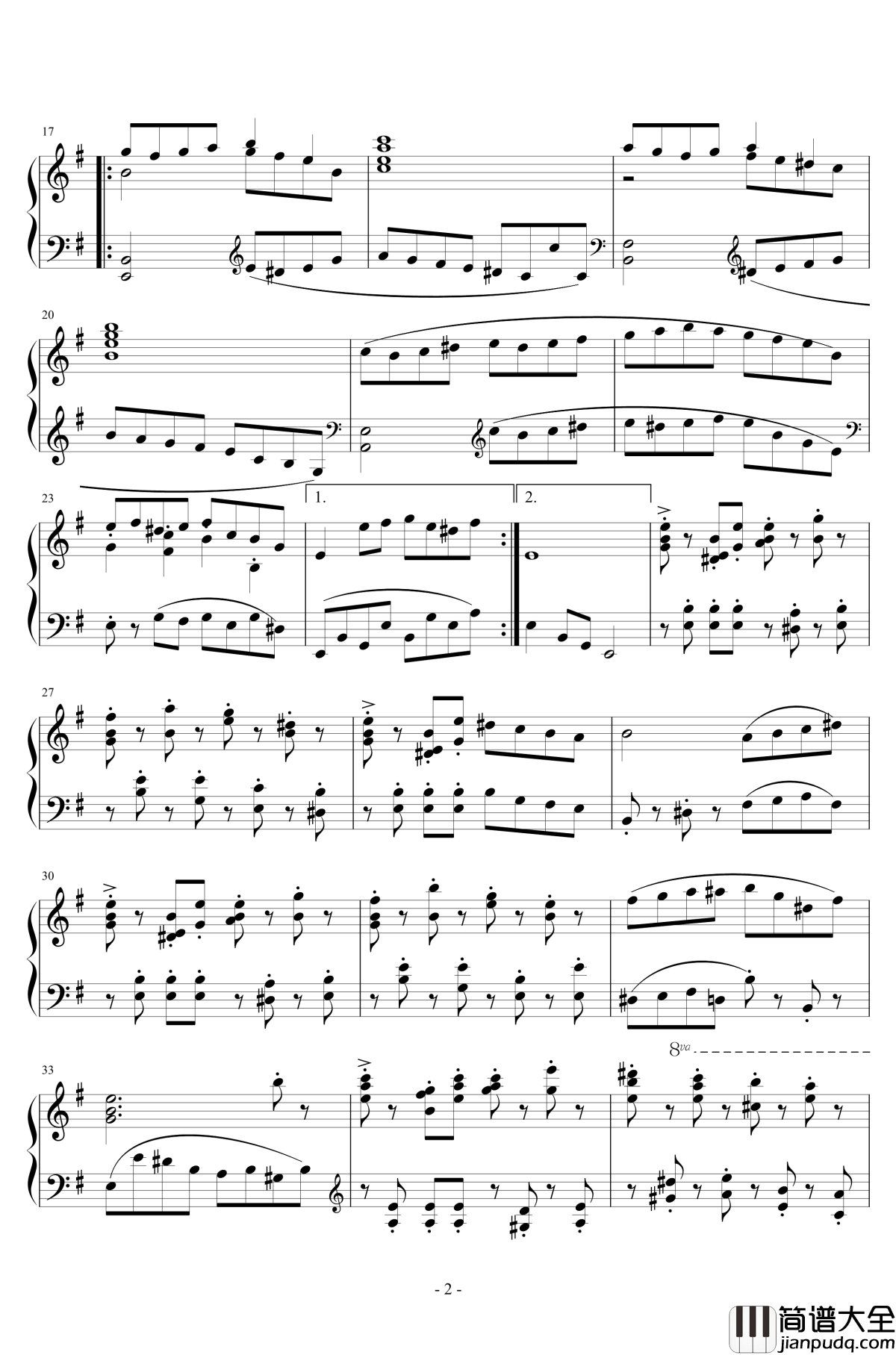 雨中奔跑的人们钢琴谱_1分钟即兴曲_Kunikida_Hanayo