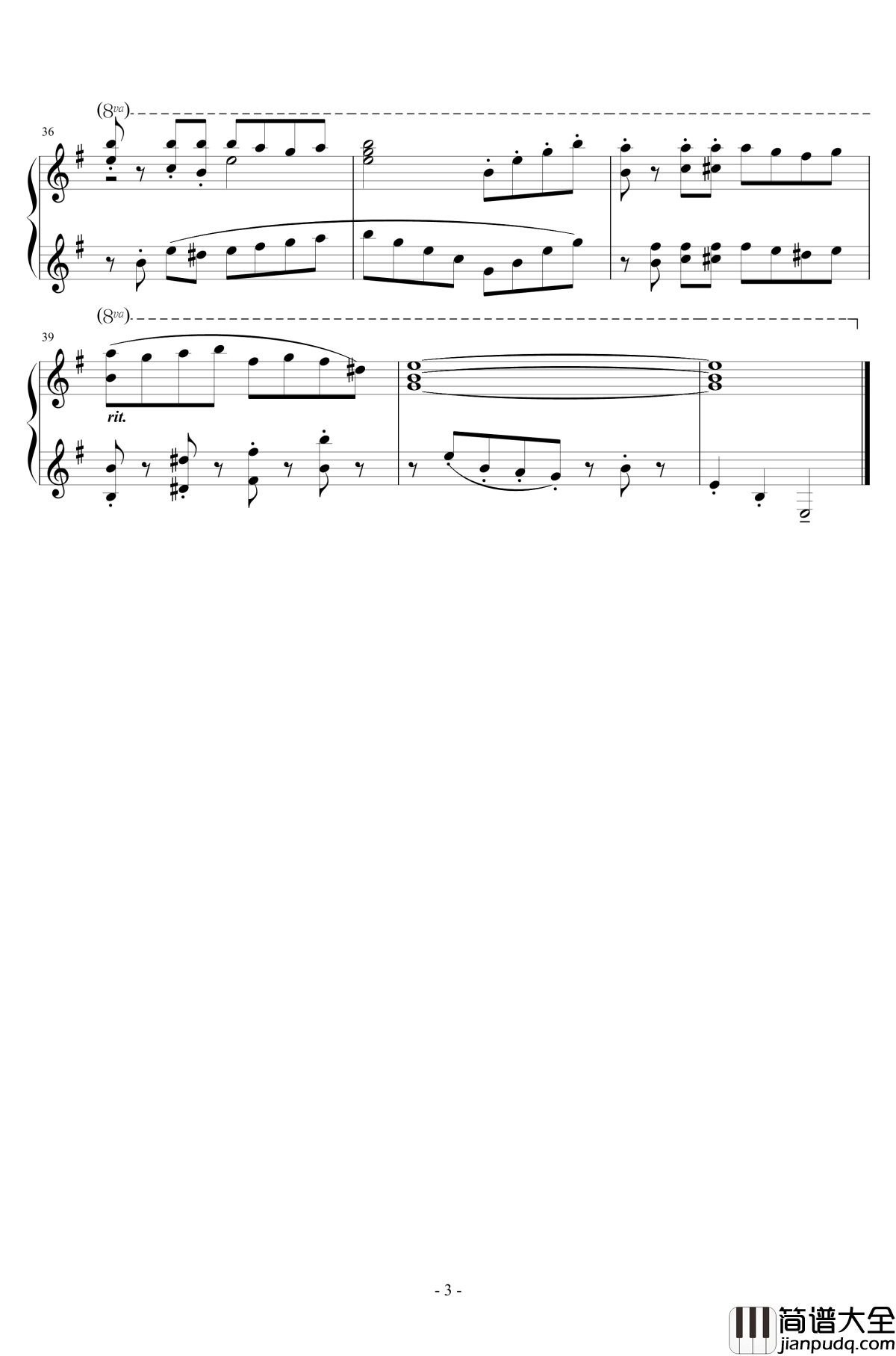 雨中奔跑的人们钢琴谱_1分钟即兴曲_Kunikida_Hanayo