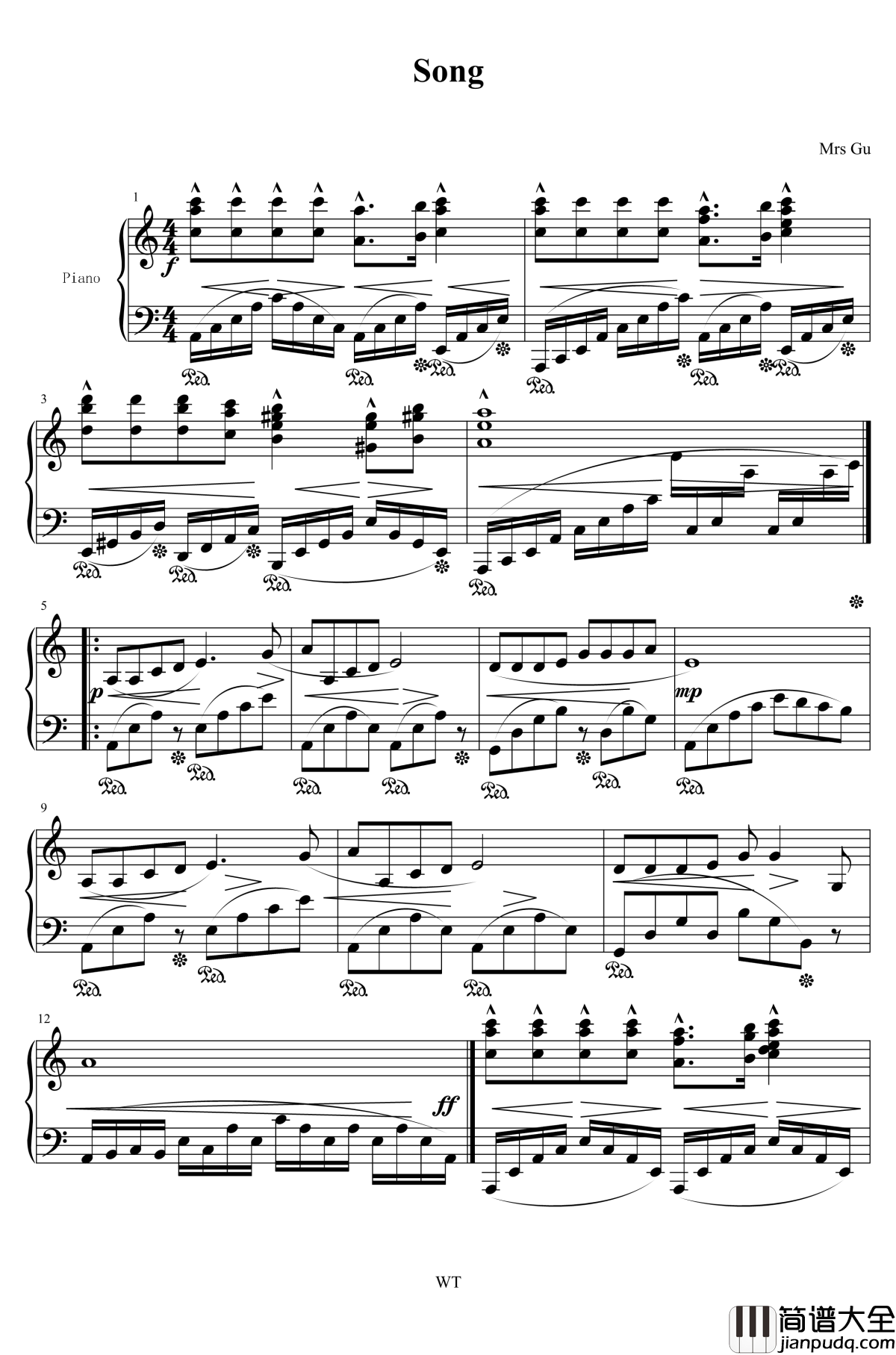 歌声与微笑钢琴谱_钢琴版_谷建芬