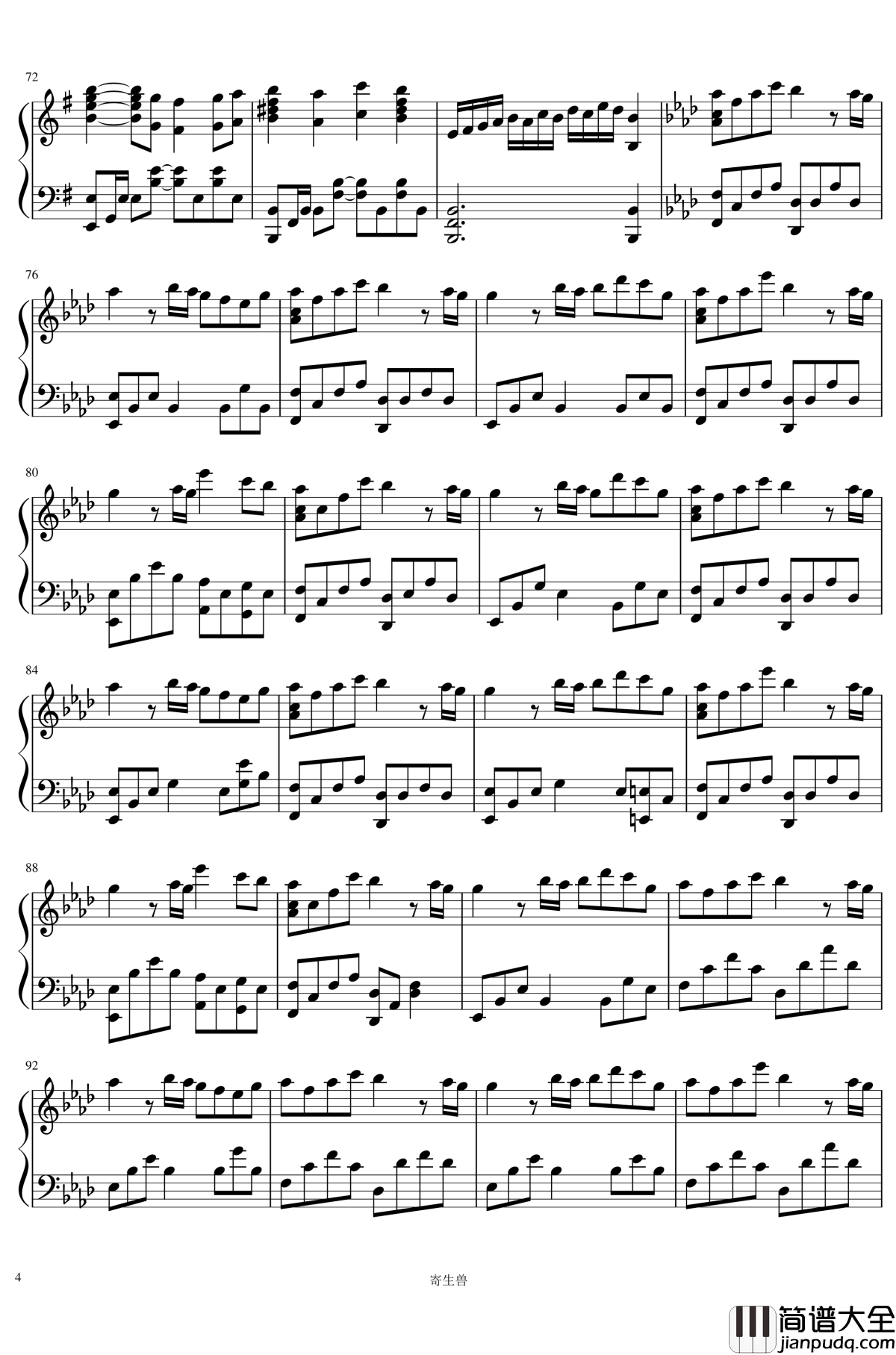 Next_To_You钢琴谱_寄生兽生命的准则