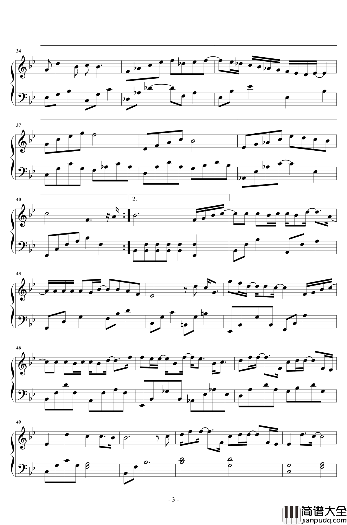 年少有为钢琴谱_华丽独奏_李荣浩