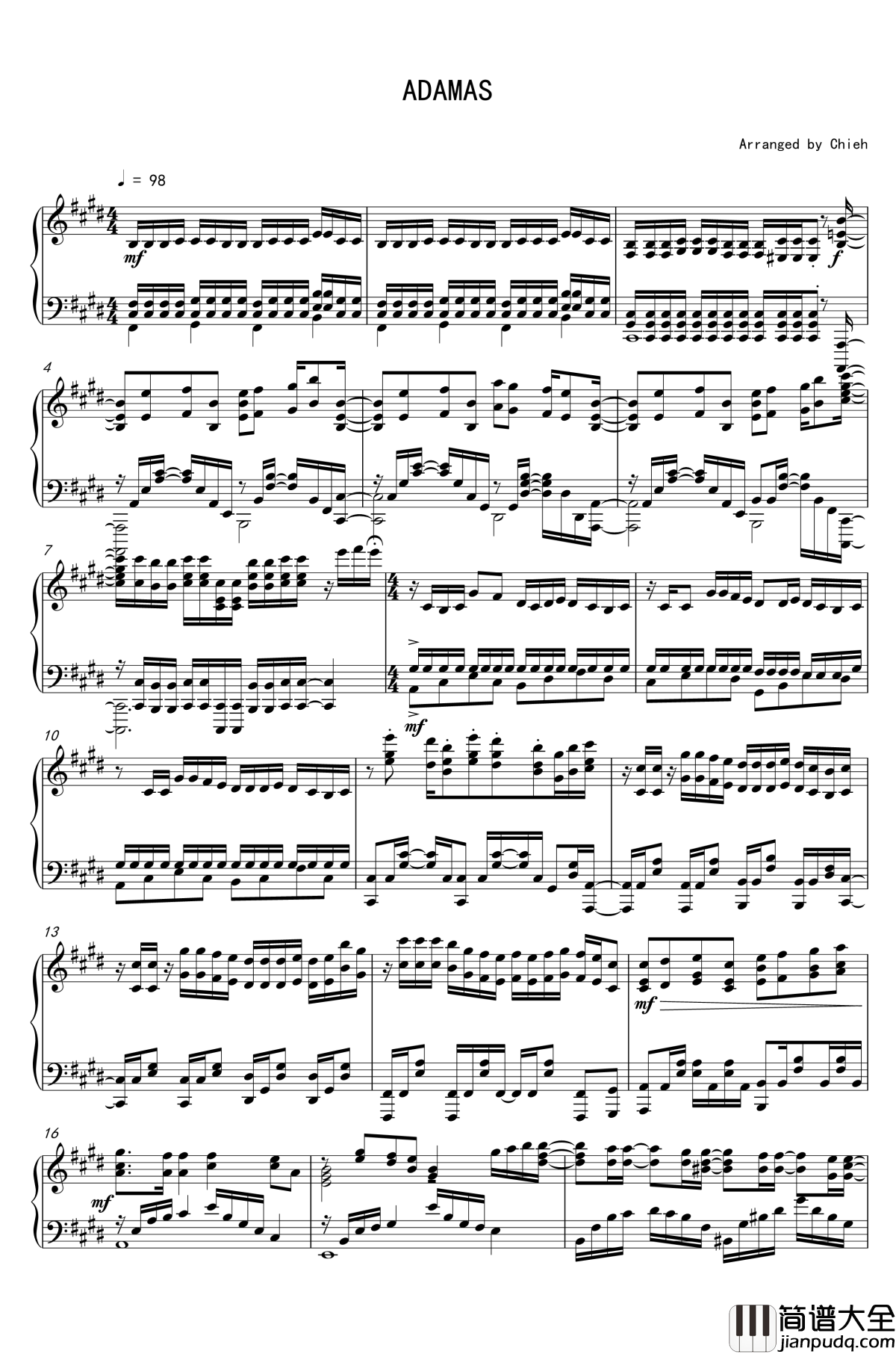 ADANAS钢琴谱_刀剑神域第三季OP_刀剑神域