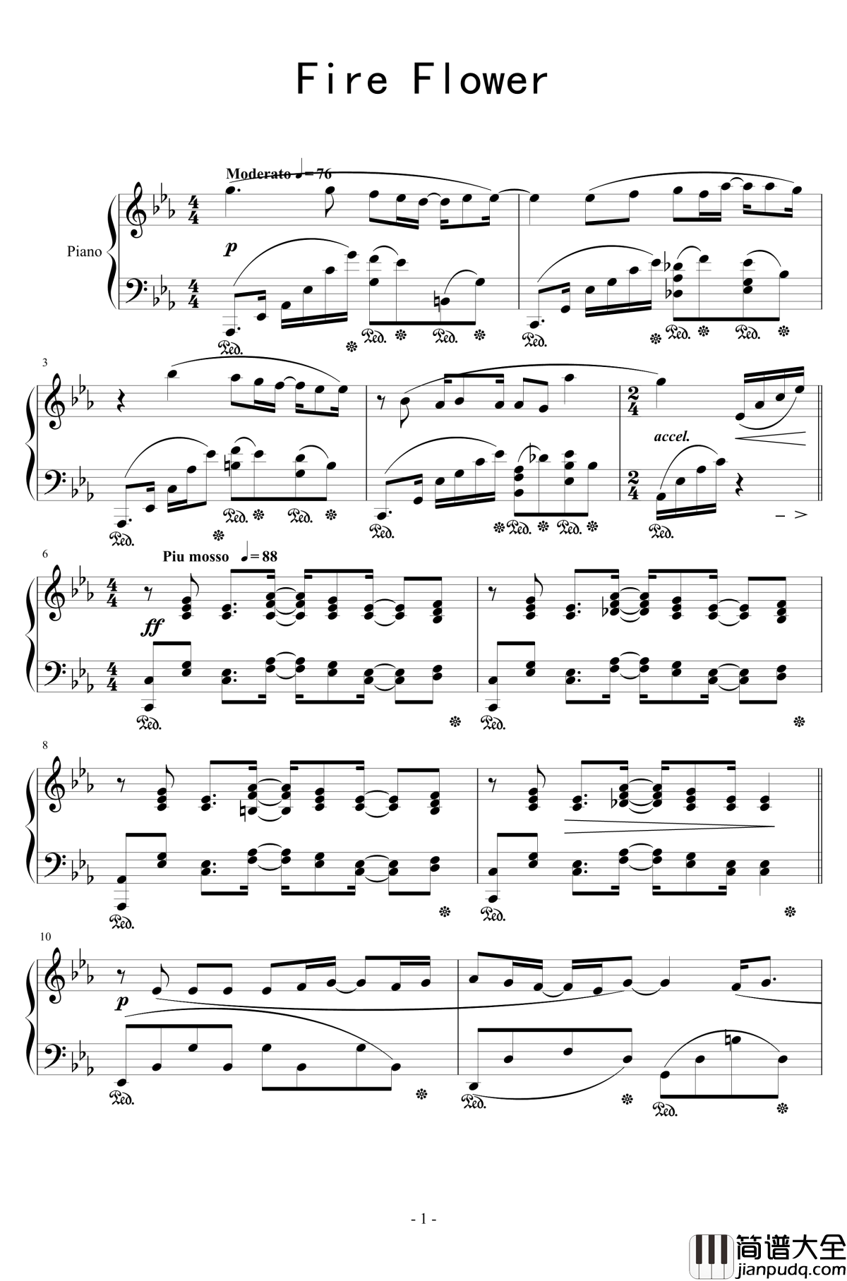 Fire_Flower钢琴谱_初音未来