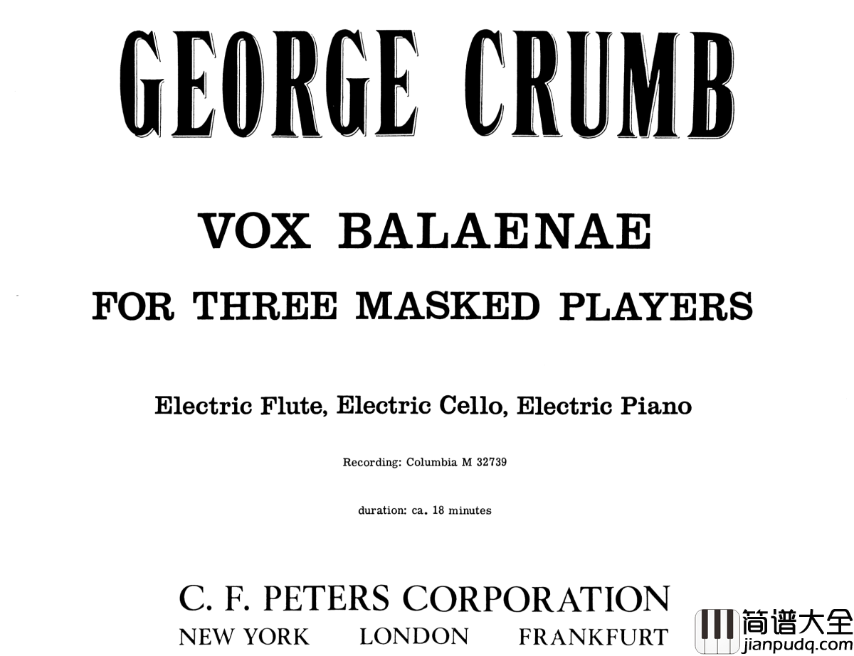 鲸之声钢琴谱_乔治·克拉姆