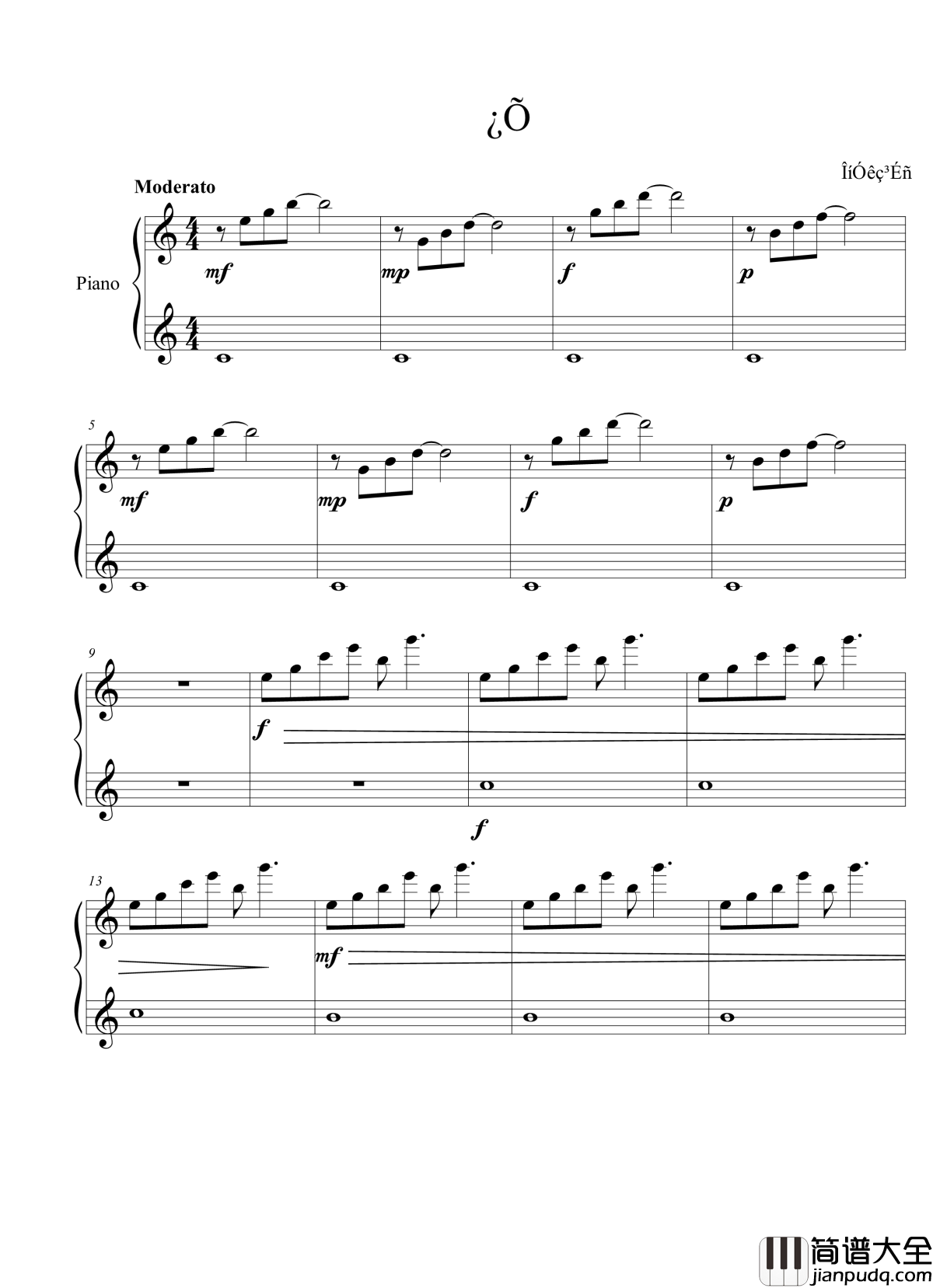 空钢琴谱_雾雨绯神