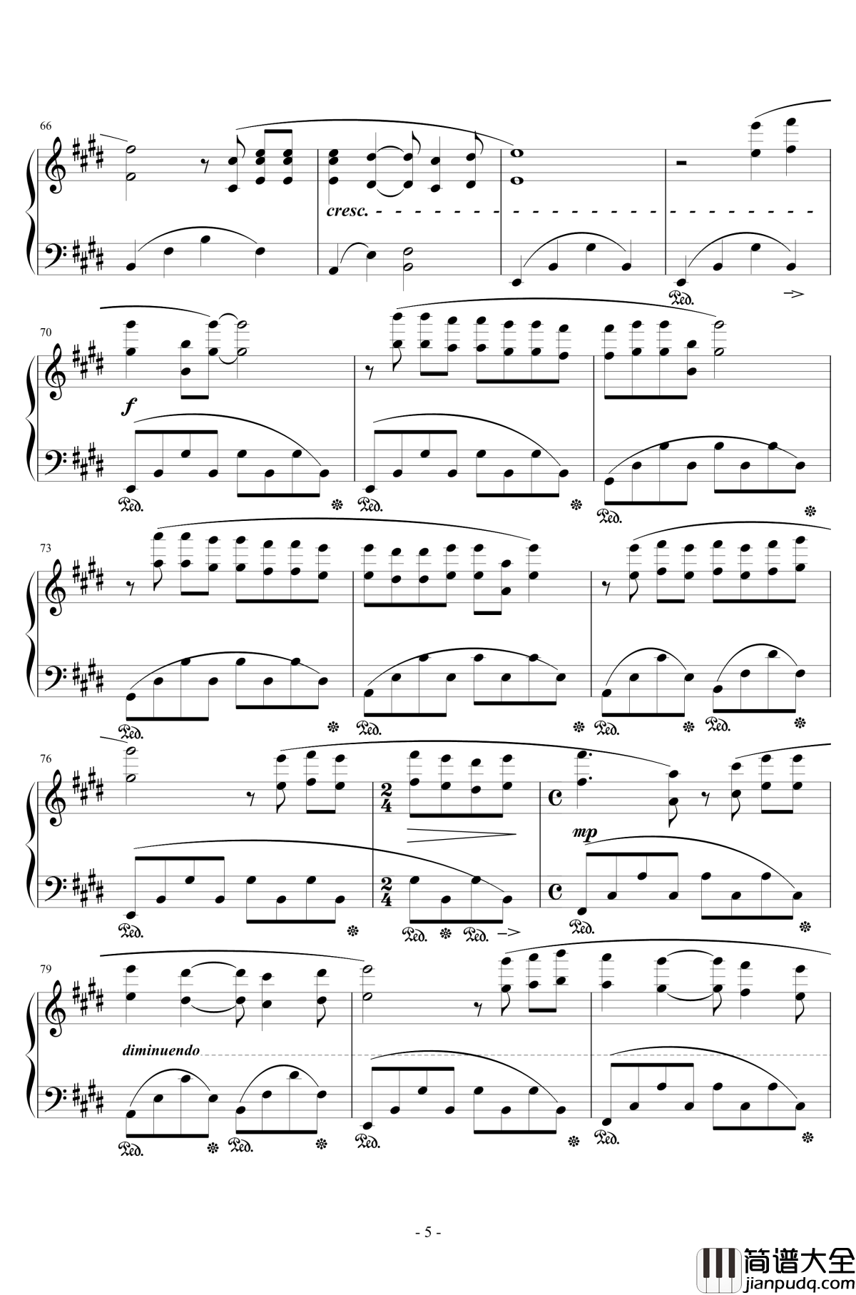 午后的出发钢琴谱_克莱德曼