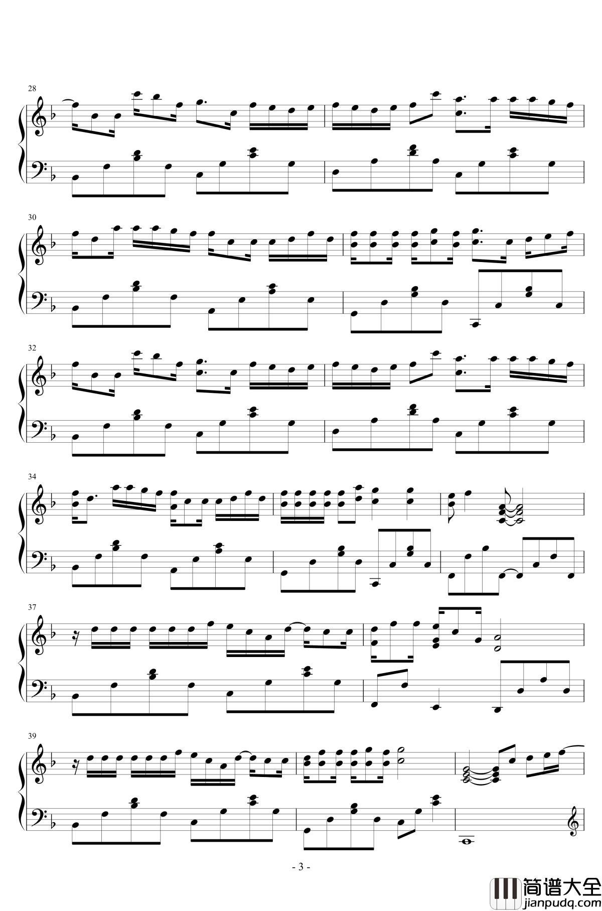 失忆钢琴谱_原声独奏_图小图