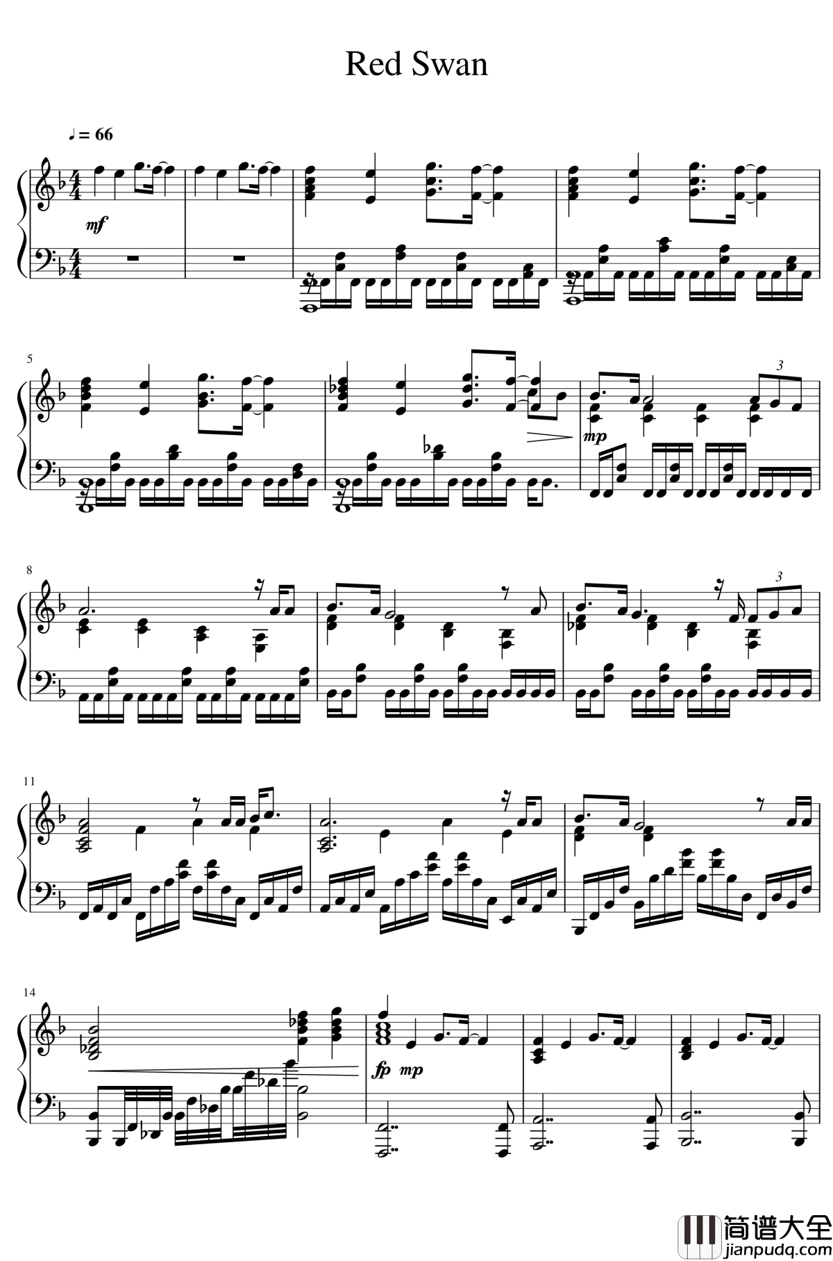 _Red_Swan钢琴谱_进击的巨人第三季OP_进击的巨人