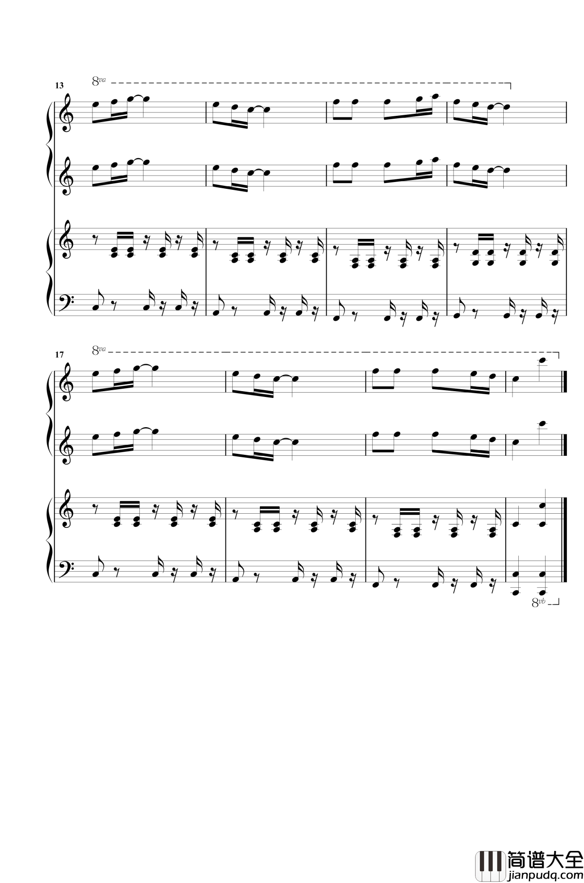 雀跃的午后钢琴谱_LY_侠名