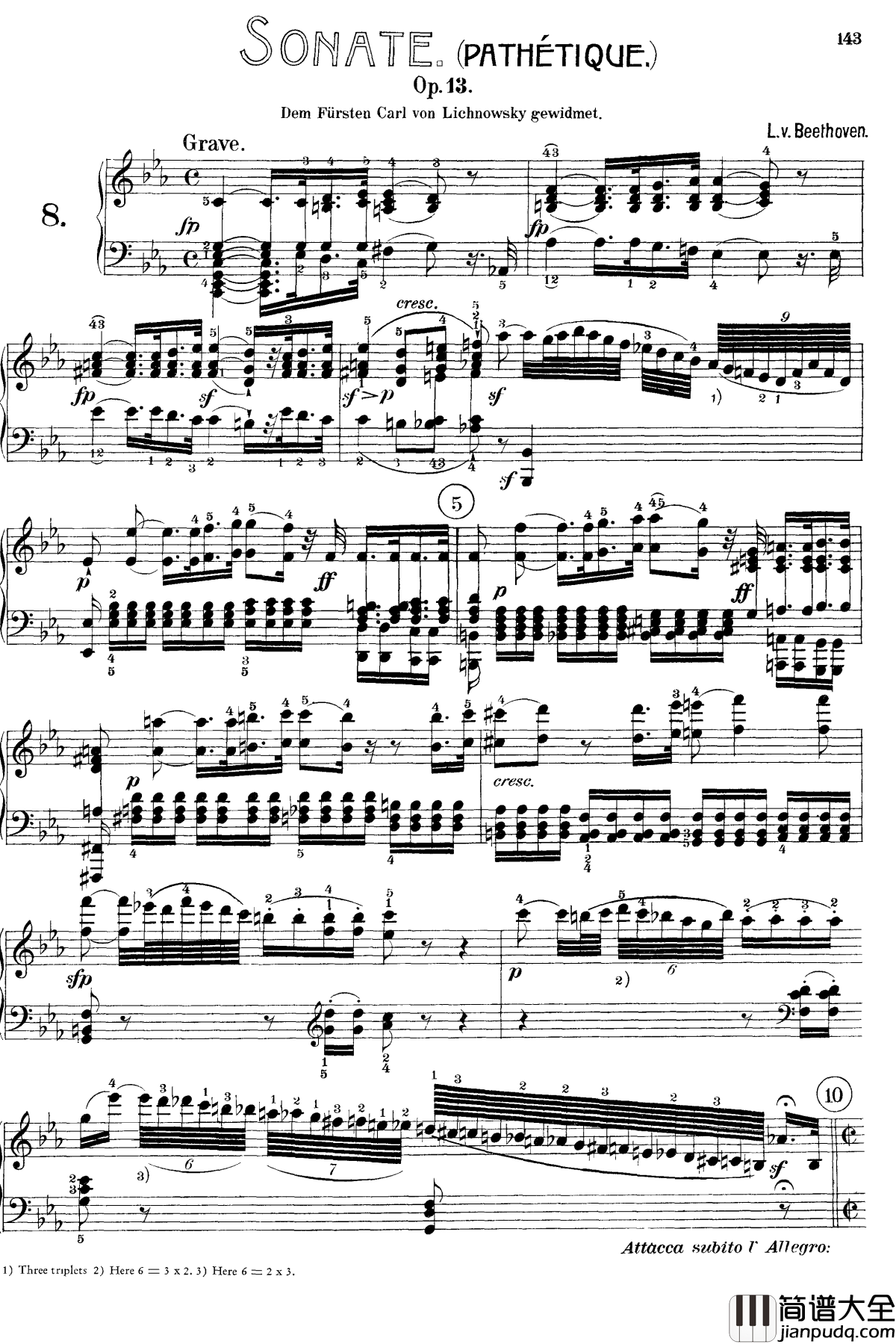 悲怆钢琴谱_c小调第八号钢琴奏鸣曲_全乐章_带指法版_贝多芬_beethoven