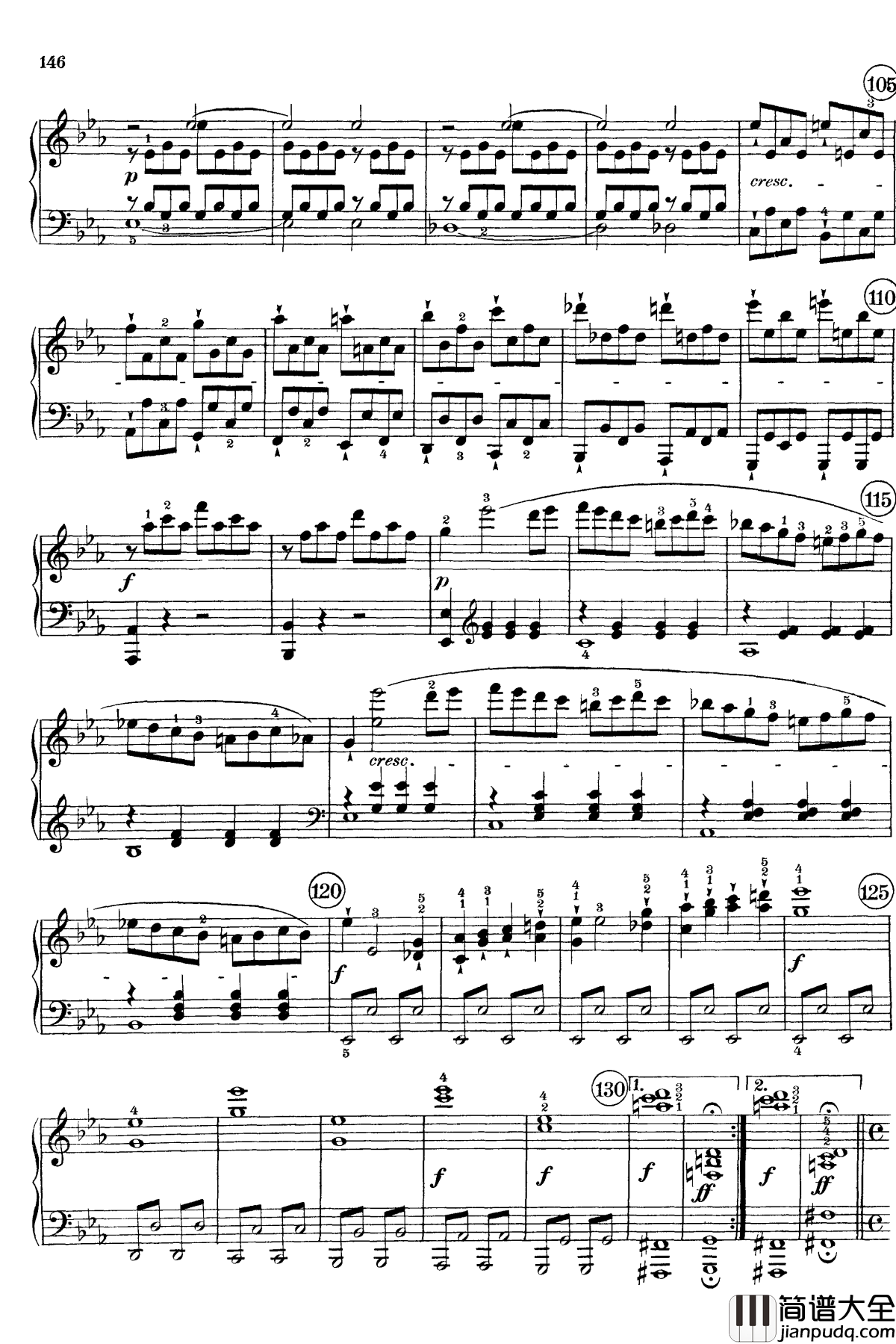 悲怆钢琴谱_c小调第八号钢琴奏鸣曲_全乐章_带指法版_贝多芬_beethoven