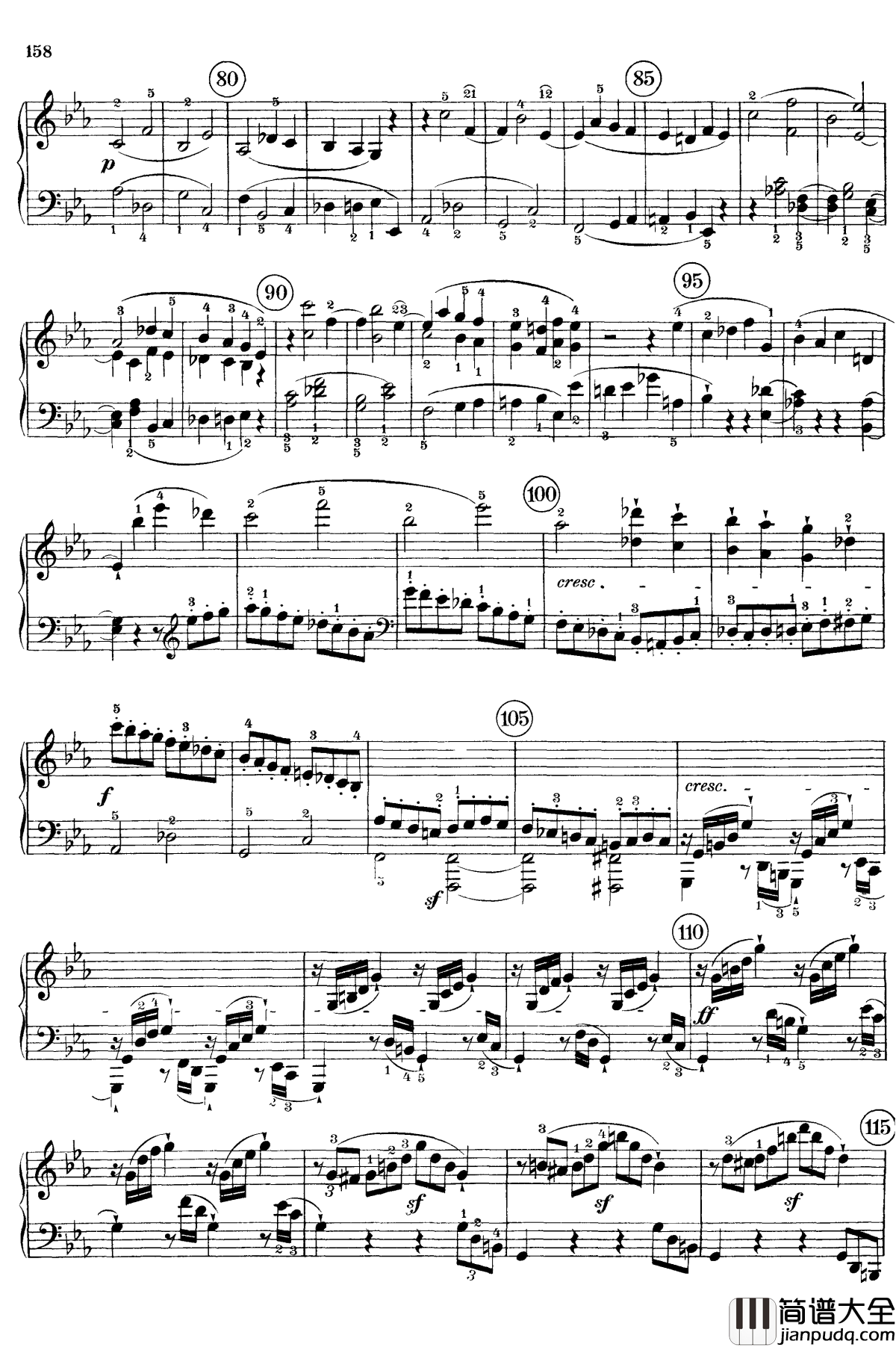 悲怆钢琴谱_c小调第八号钢琴奏鸣曲_全乐章_带指法版_贝多芬_beethoven