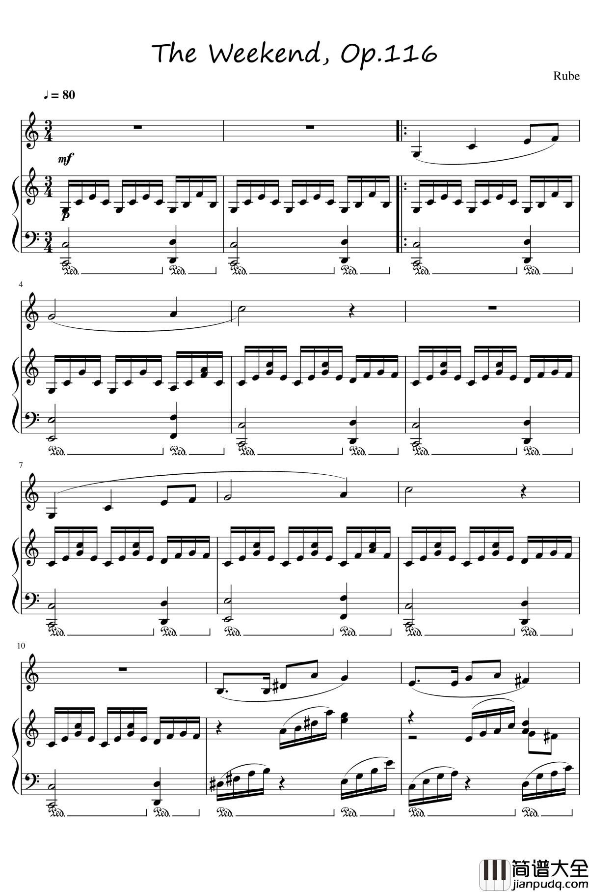 The_Weekend,_Op.116钢琴谱_一个球