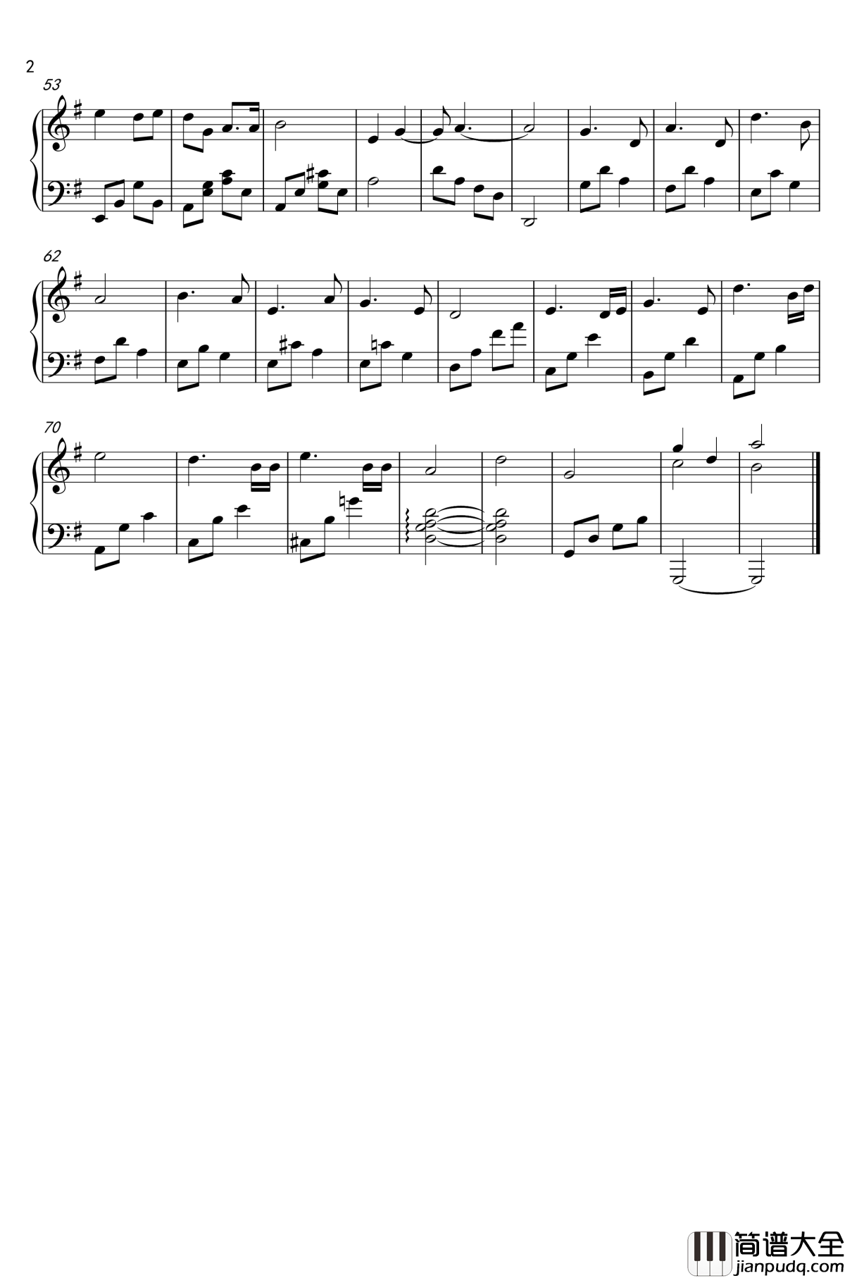 跟着你到天边钢琴谱_陈其钢