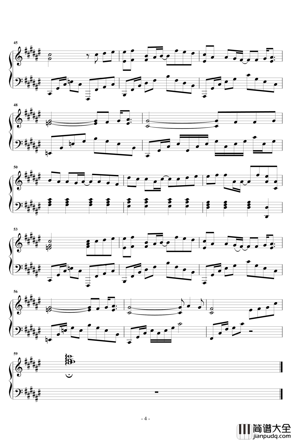 不在钢琴谱_韩安旭