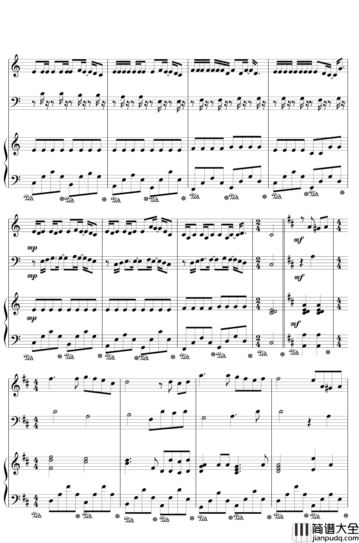 彩虹钢琴谱_周杰伦版_周杰伦