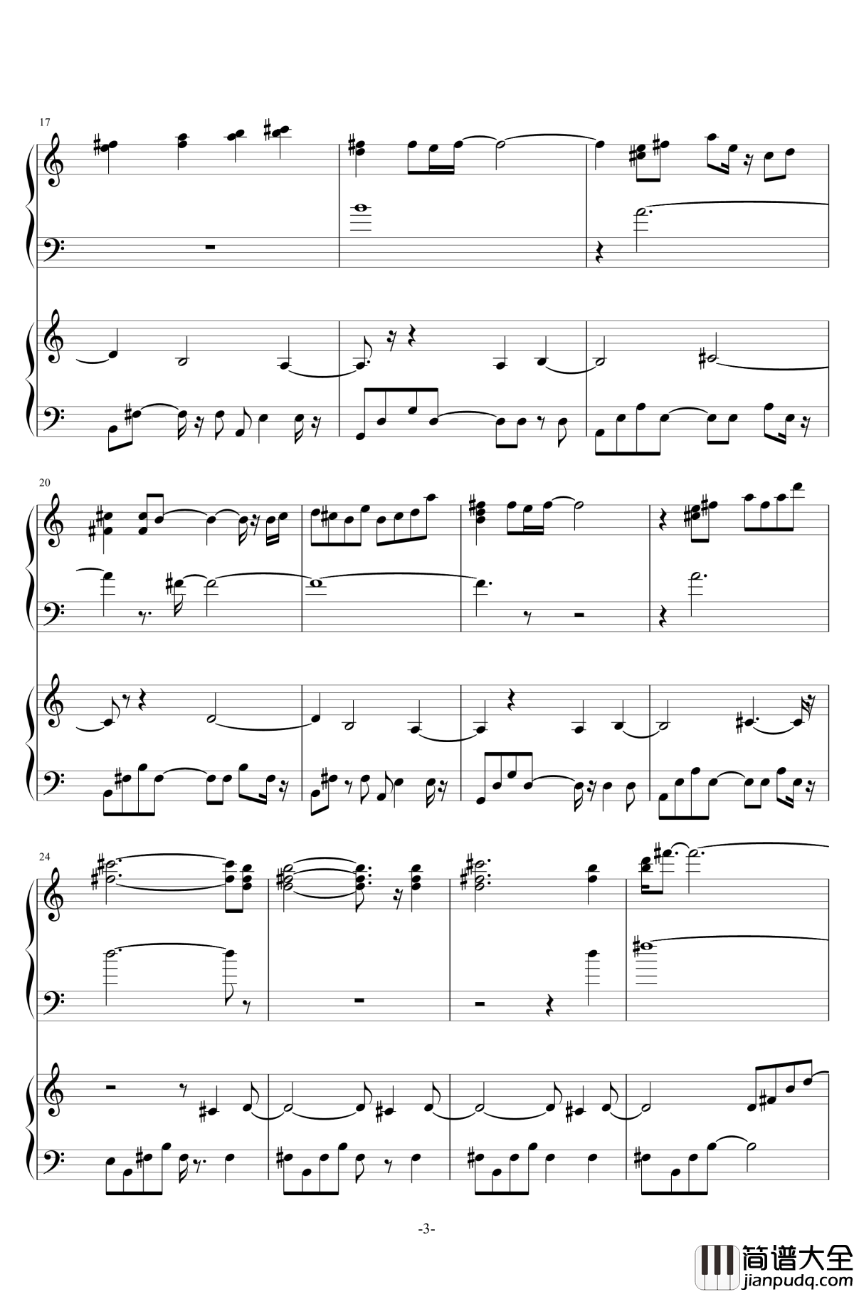 鸟之诗钢琴谱_唯美版_折戸伸治