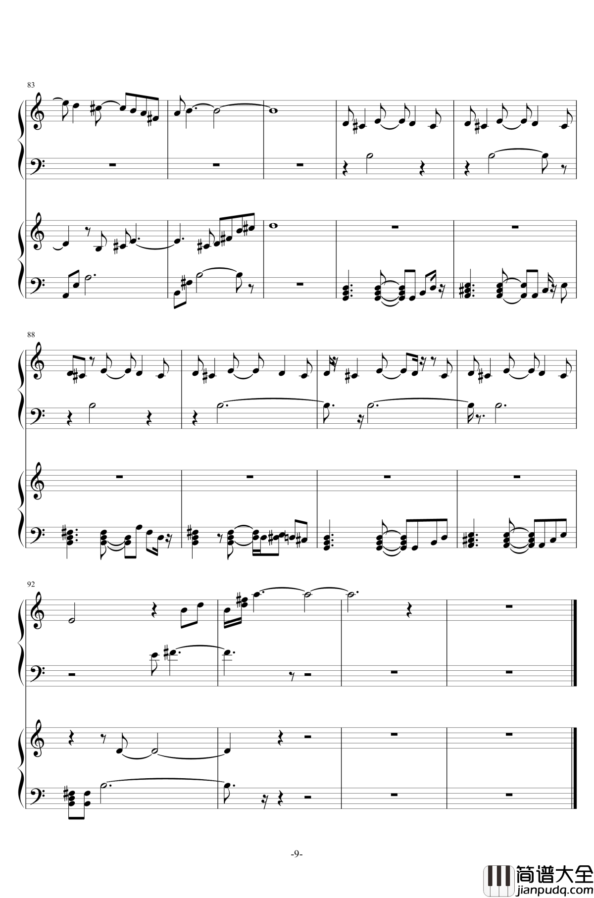 鸟之诗钢琴谱_唯美版_折戸伸治