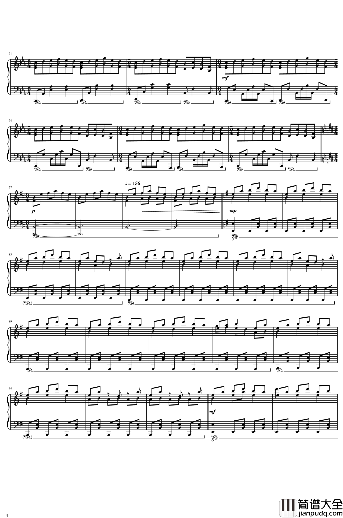 东方开场曲串烧钢琴谱_东方project