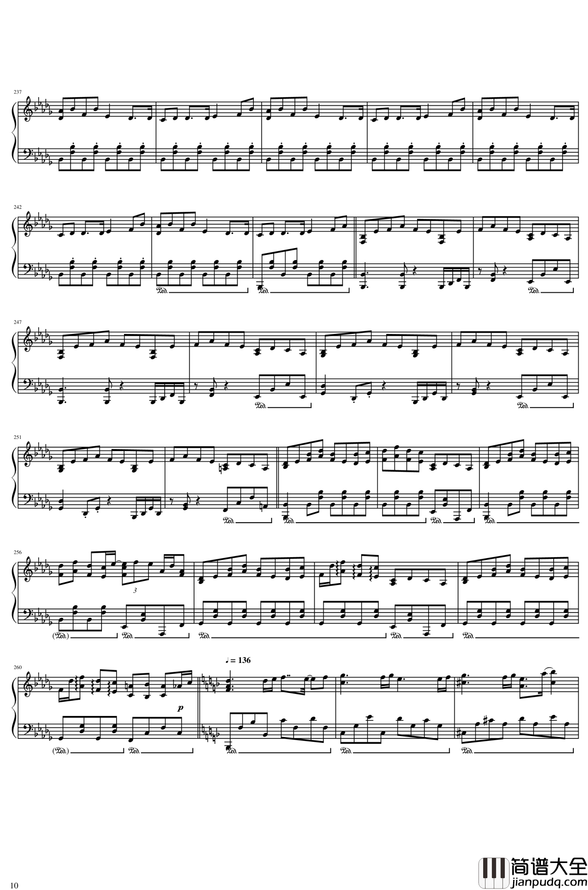 东方开场曲串烧钢琴谱_东方project