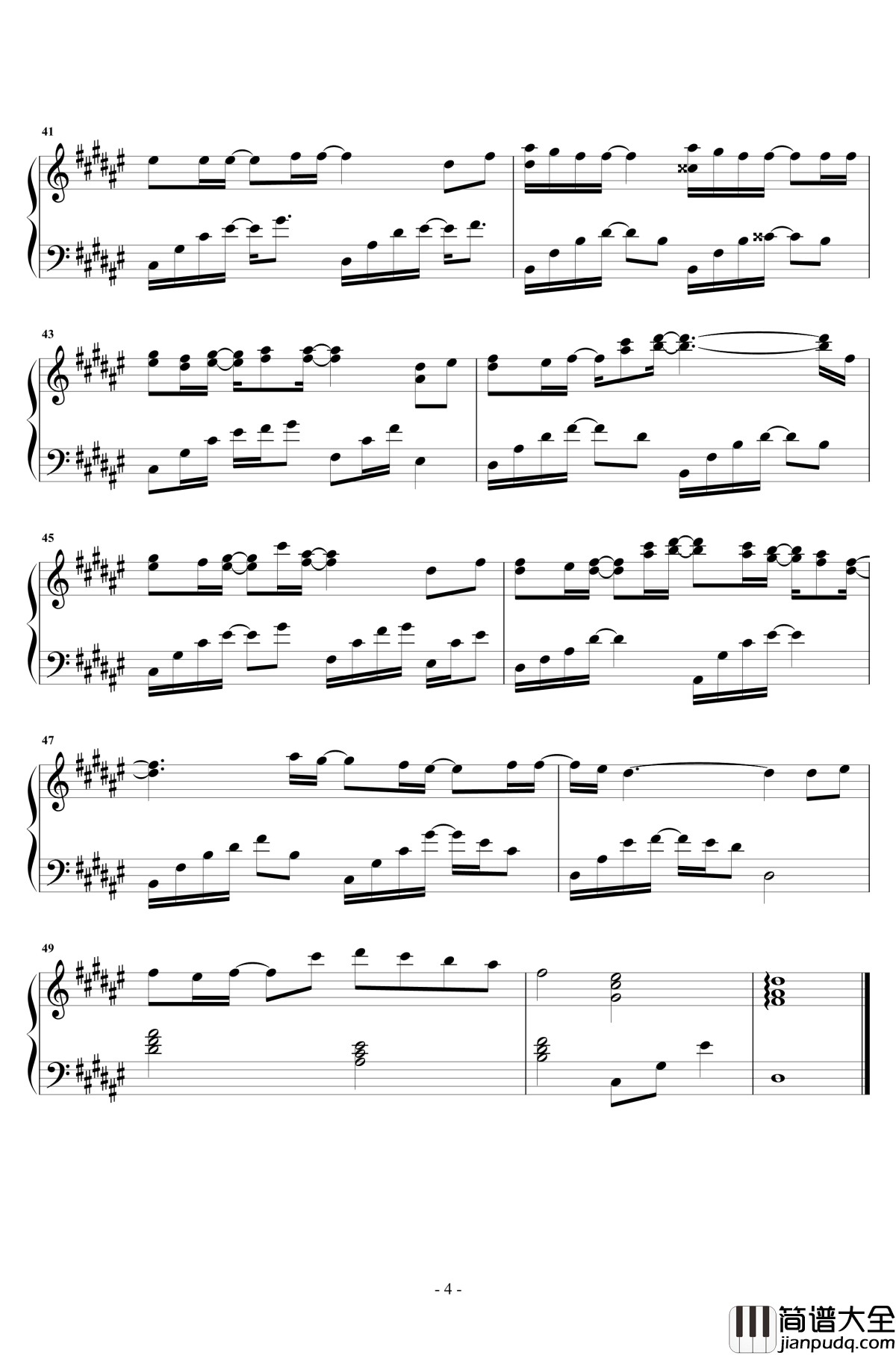 心形宇宙钢琴谱_冯提莫