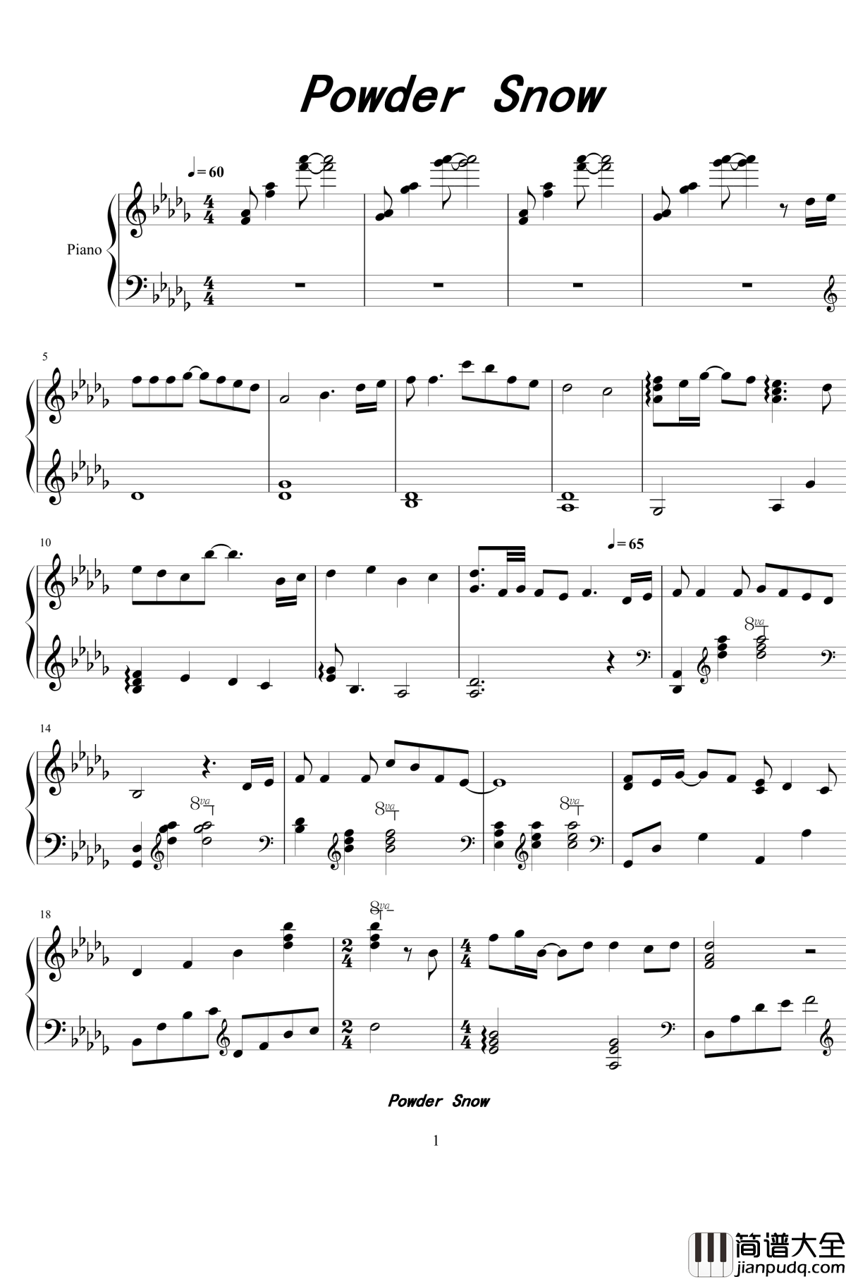 Powder_Snow钢琴谱_白色相簿2