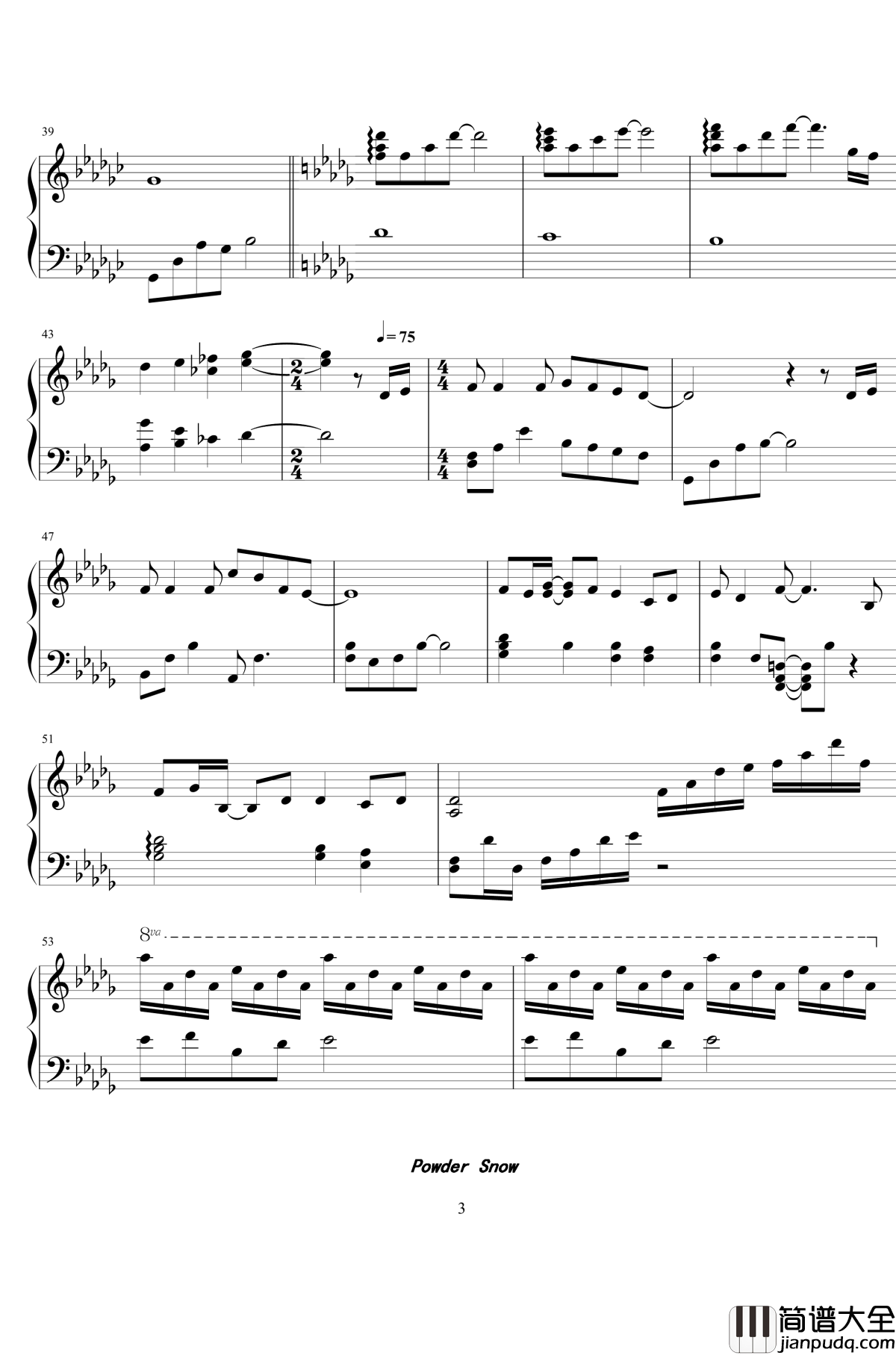 Powder_Snow钢琴谱_白色相簿2