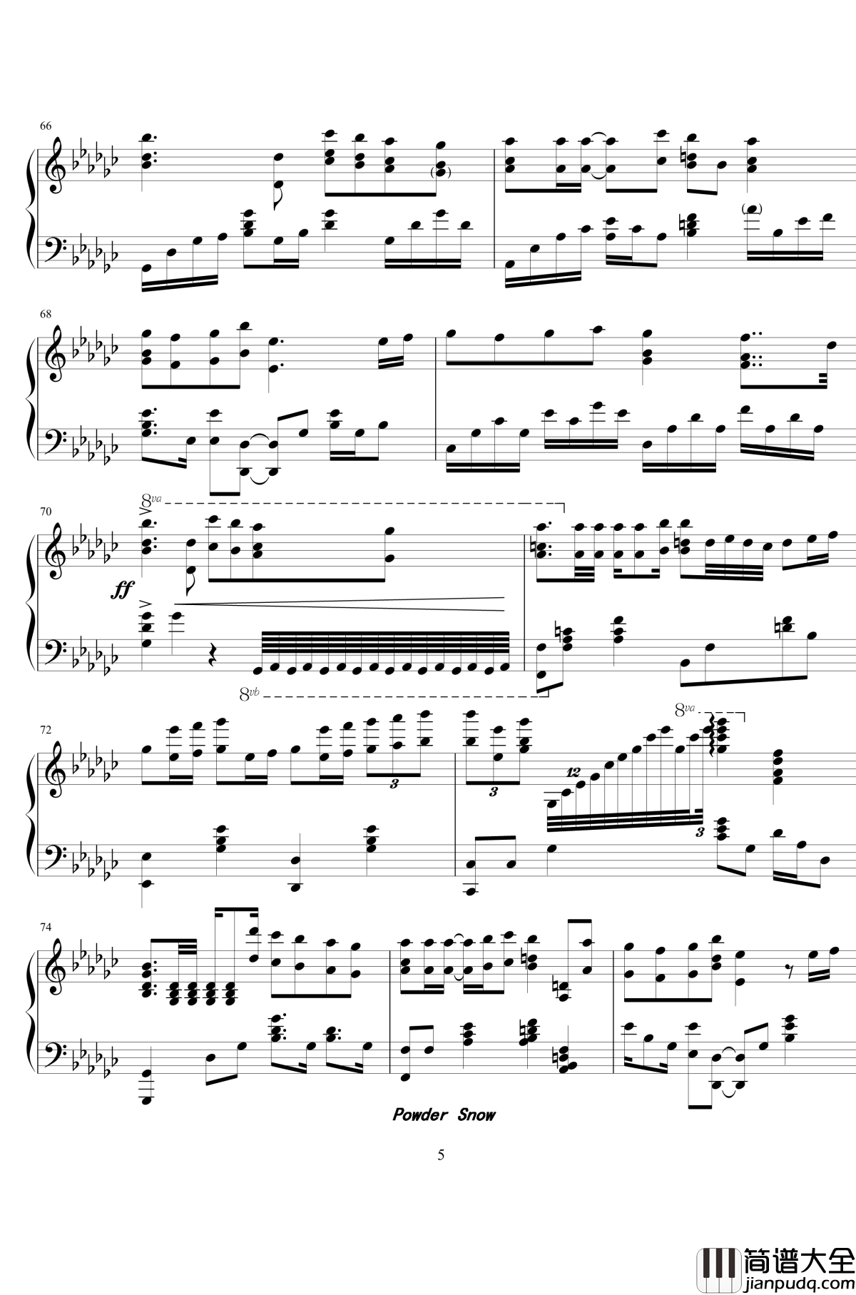 Powder_Snow钢琴谱_白色相簿2
