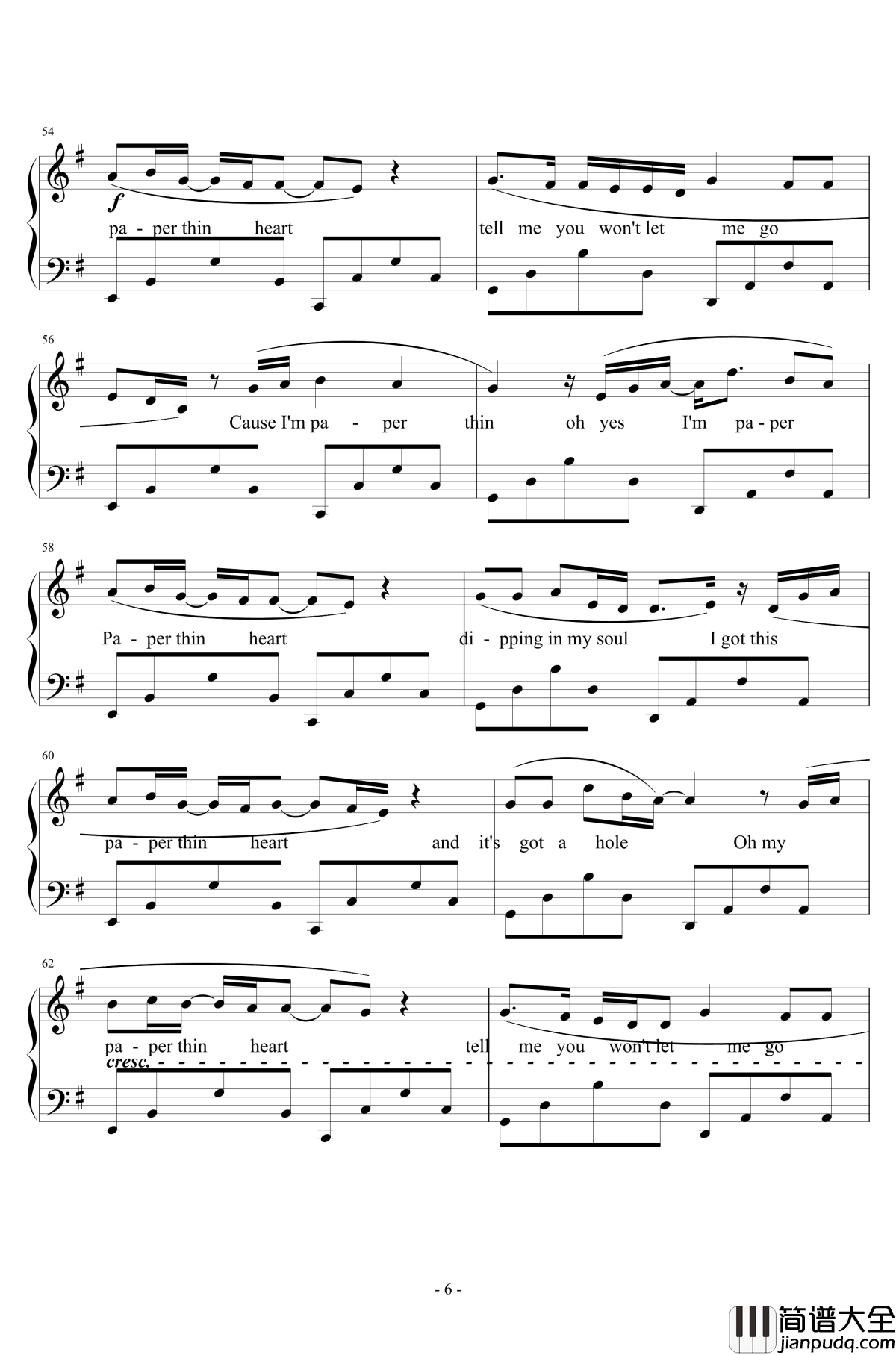 _Paper_Thin_Heart钢琴谱_Susan_Calloway