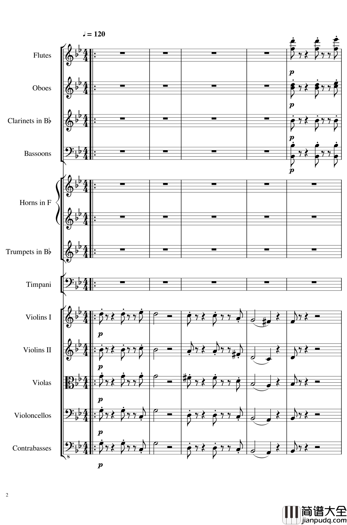 4_Contredanses_for_Chamber_Orchestra,_Op.120_No.2钢琴谱_一个球_钢琴谱