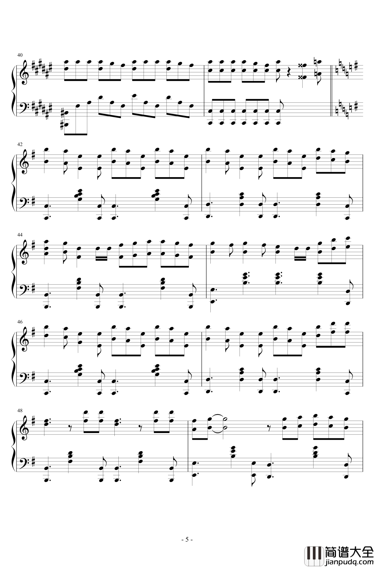 Wonderful_U钢琴谱_完美独奏版_aga