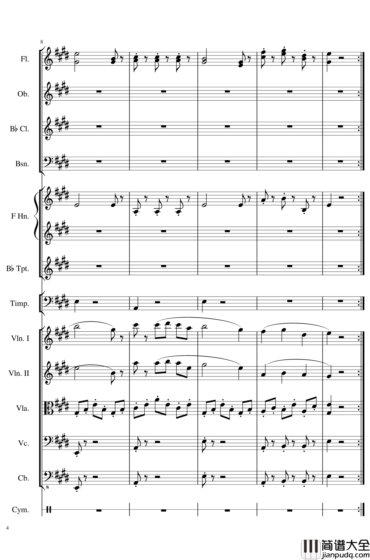 4_Contredanse_for_Chamber_Orchestra,_Op.120钢琴谱_No.3_一个球