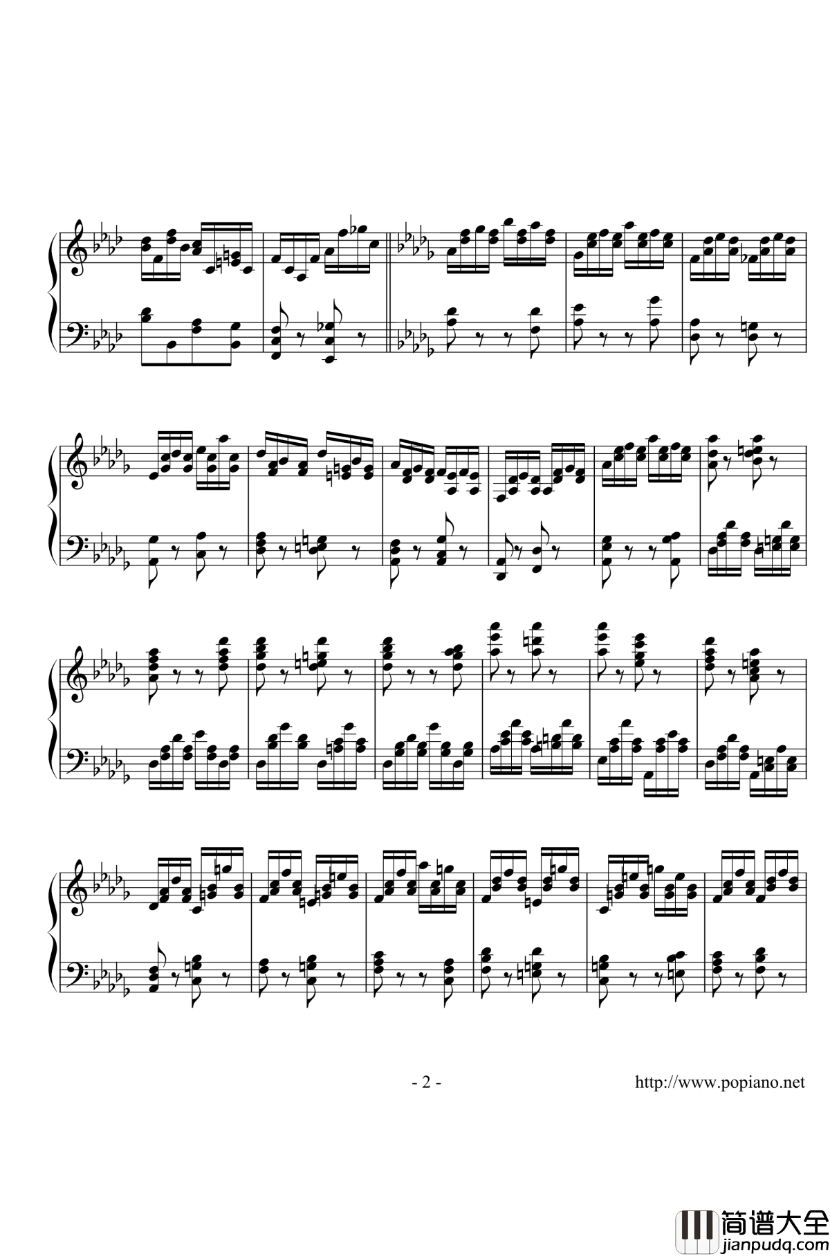 练习曲Op钢琴谱_1_No_8【分解和弦双音练习曲】_江畔新绿