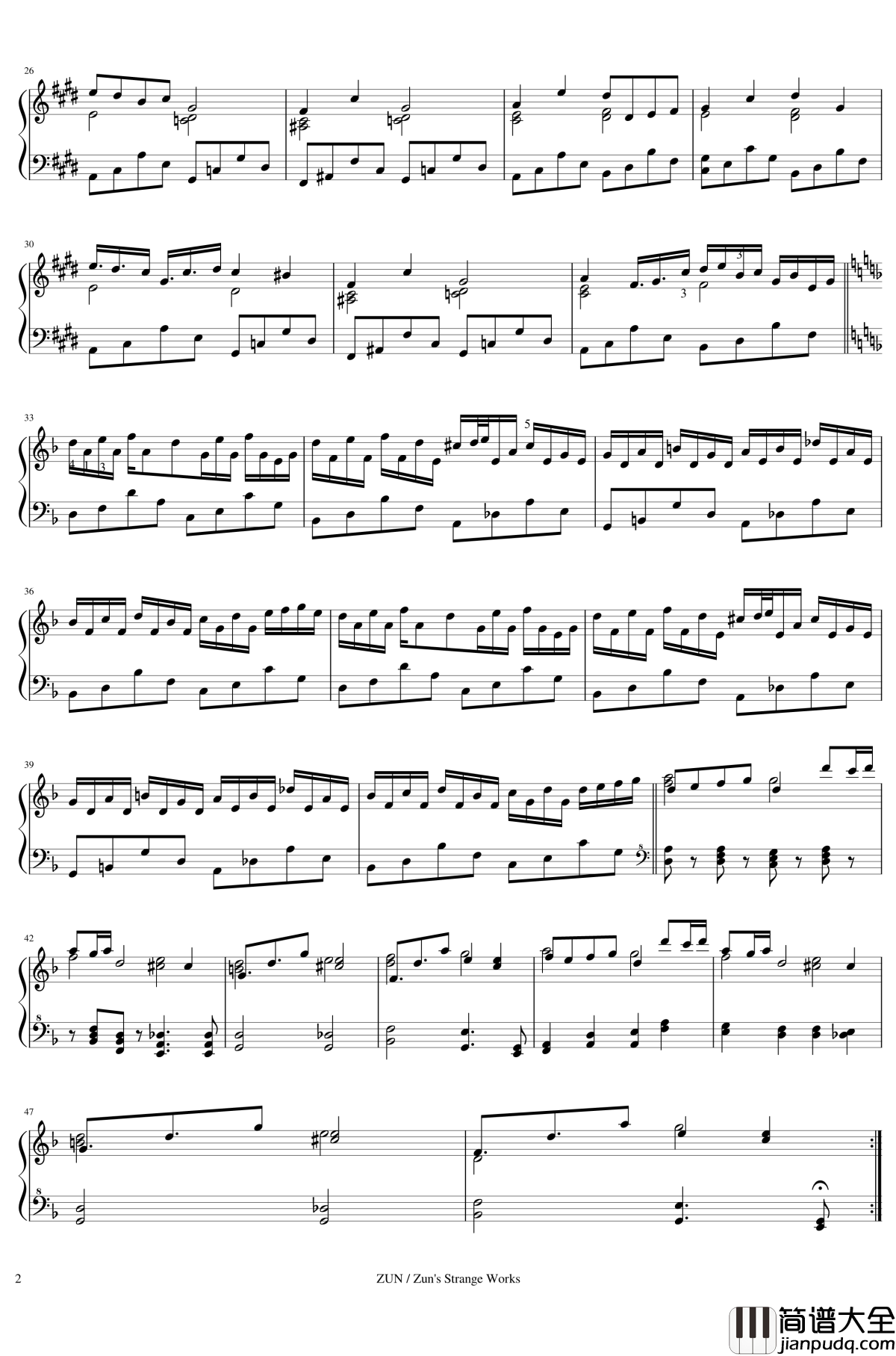 梦幻回廊钢琴谱_东方幻想的音乐_东方project