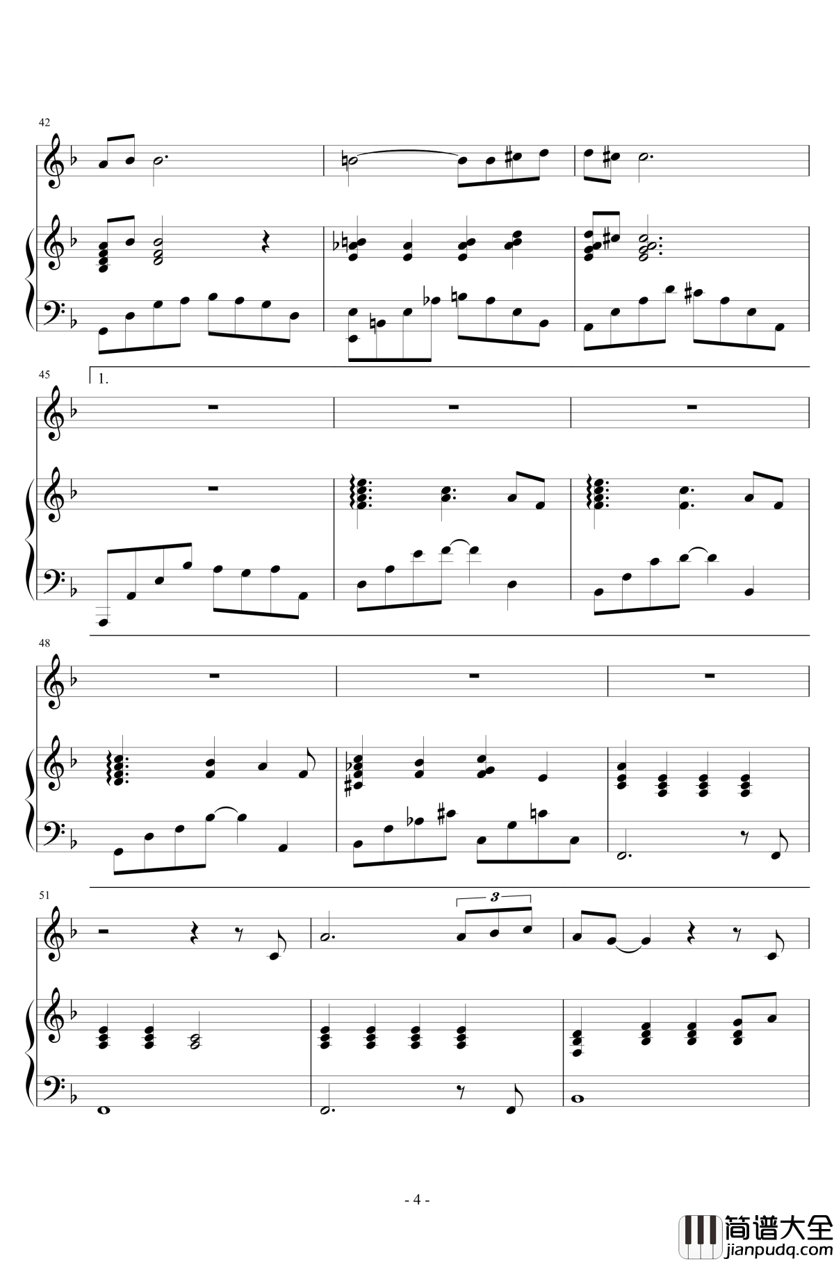 放手钢琴谱_泽大大