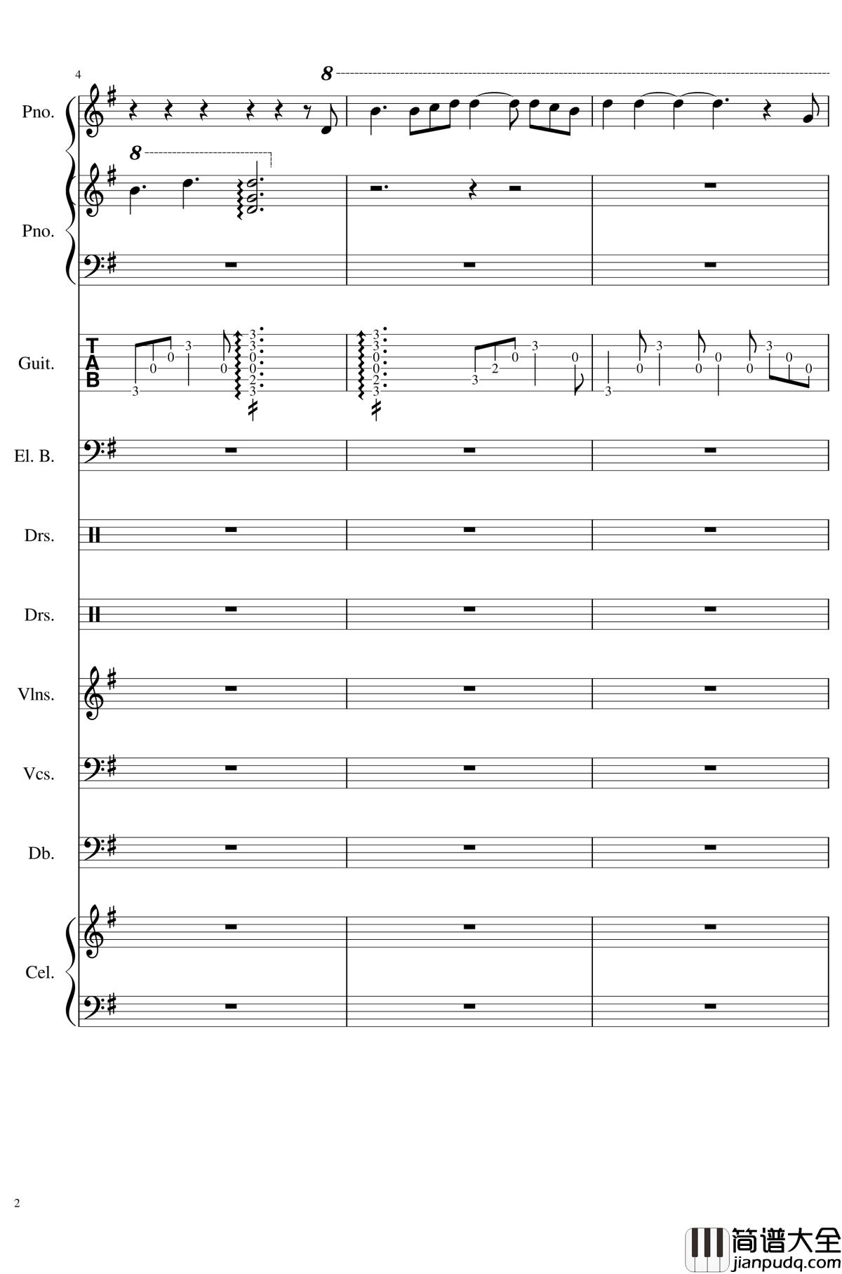 如果有来生钢琴谱_总谱_乐队谱