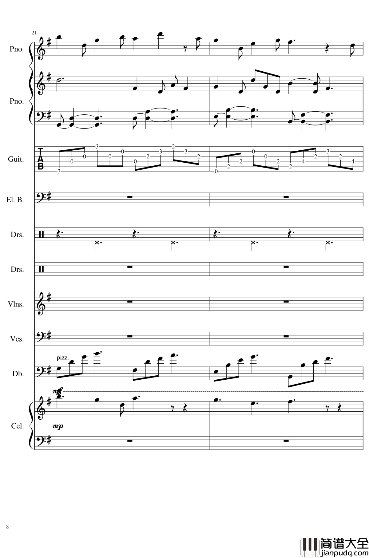 如果有来生钢琴谱_总谱_乐队谱