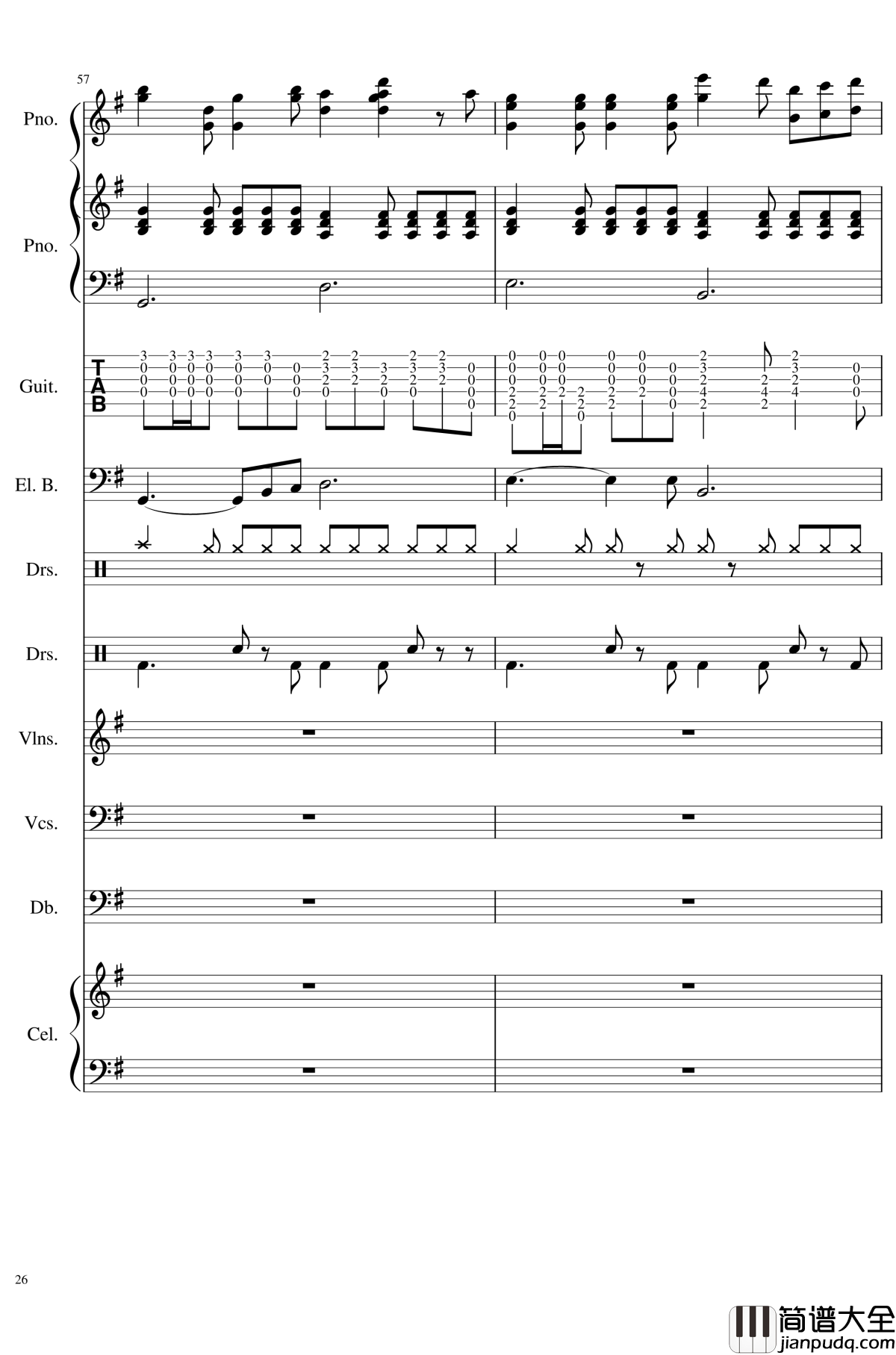 如果有来生钢琴谱_总谱_乐队谱