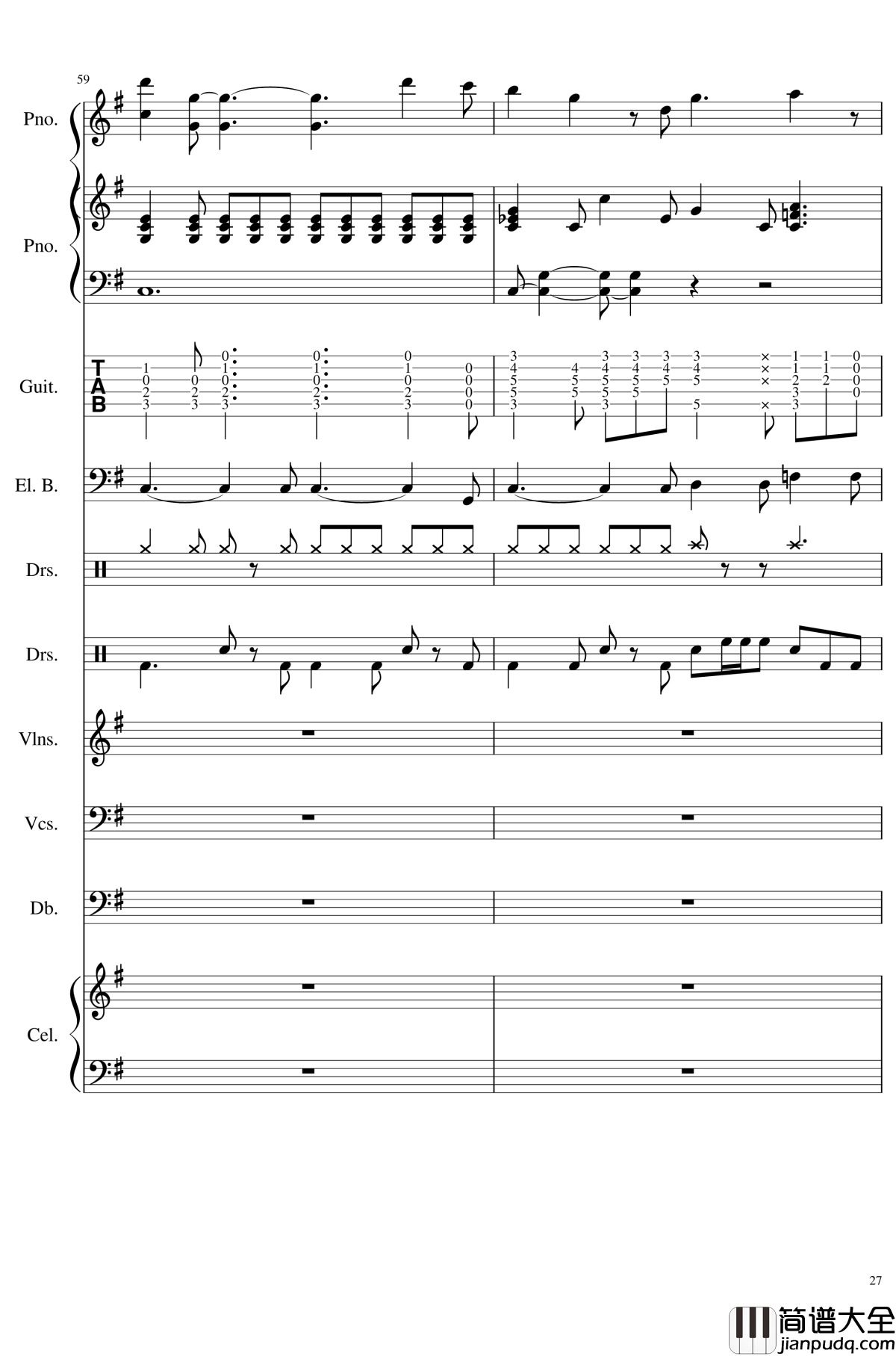 如果有来生钢琴谱_总谱_乐队谱