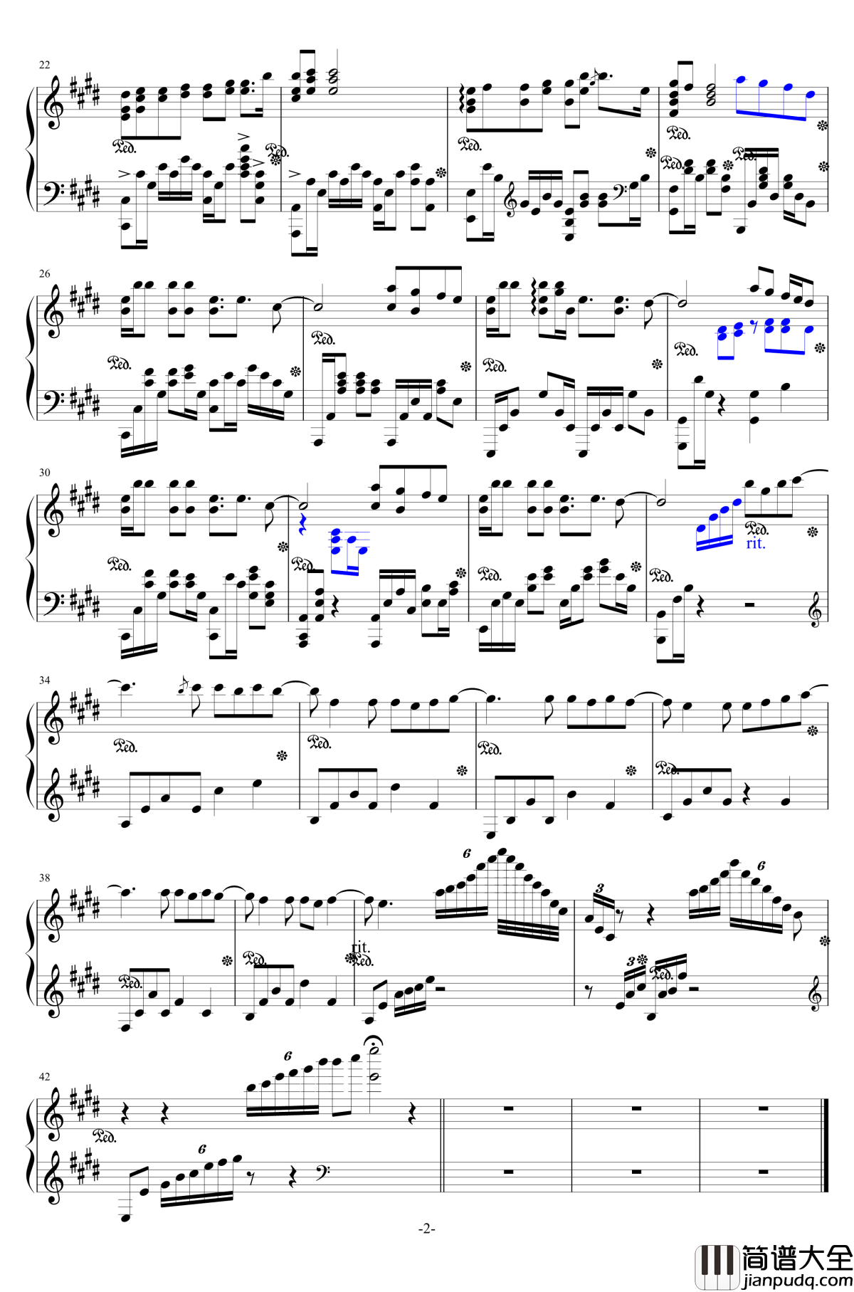 光年之外钢琴谱_演奏版_邓紫棋