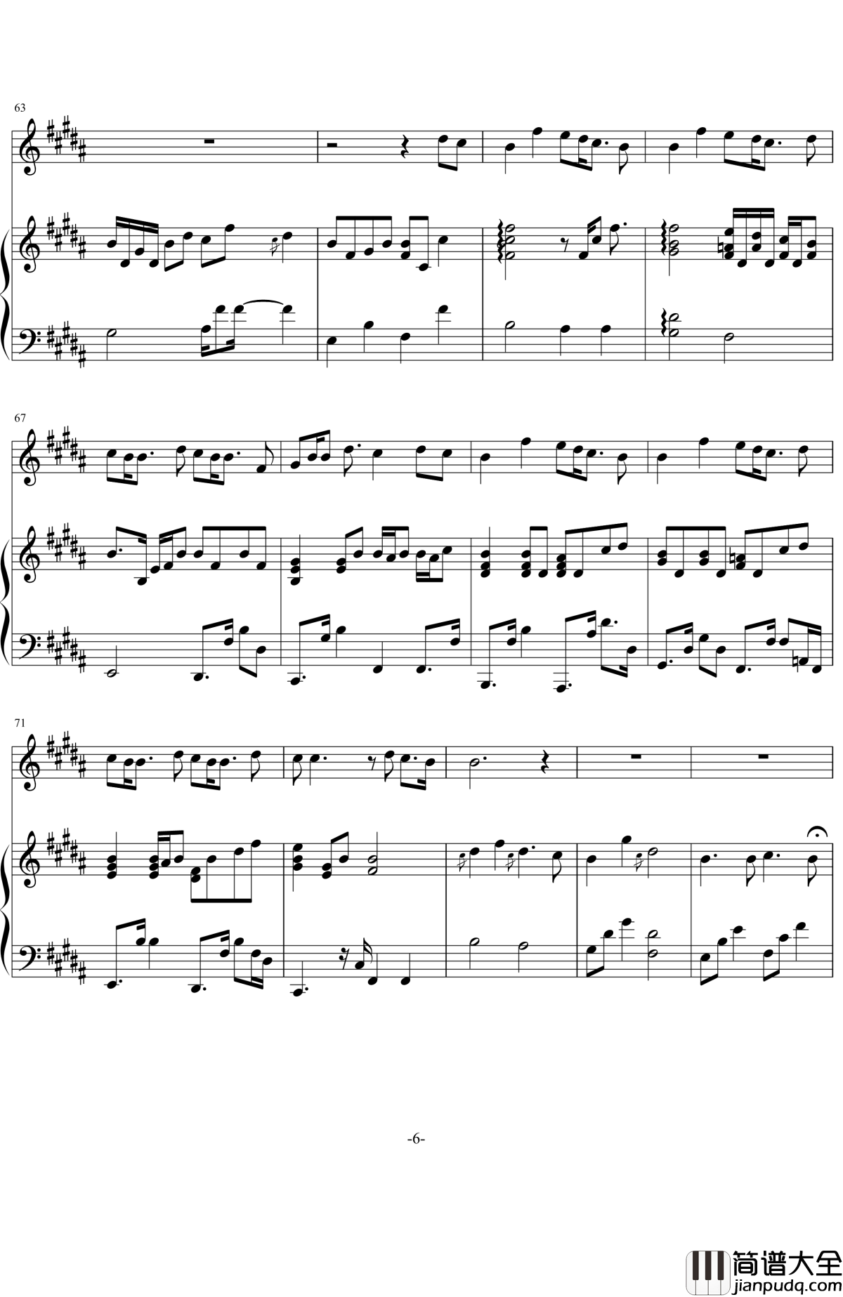 情歌钢琴谱_伴奏_梁静茹