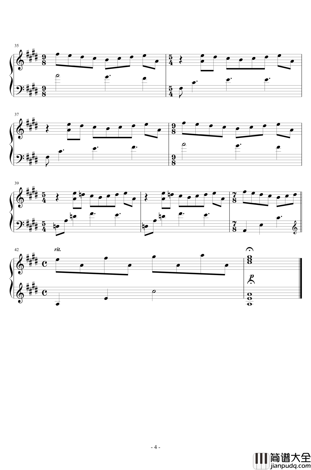 6冬日田园诗钢琴谱_昴宿星团舞曲6_吉松隆