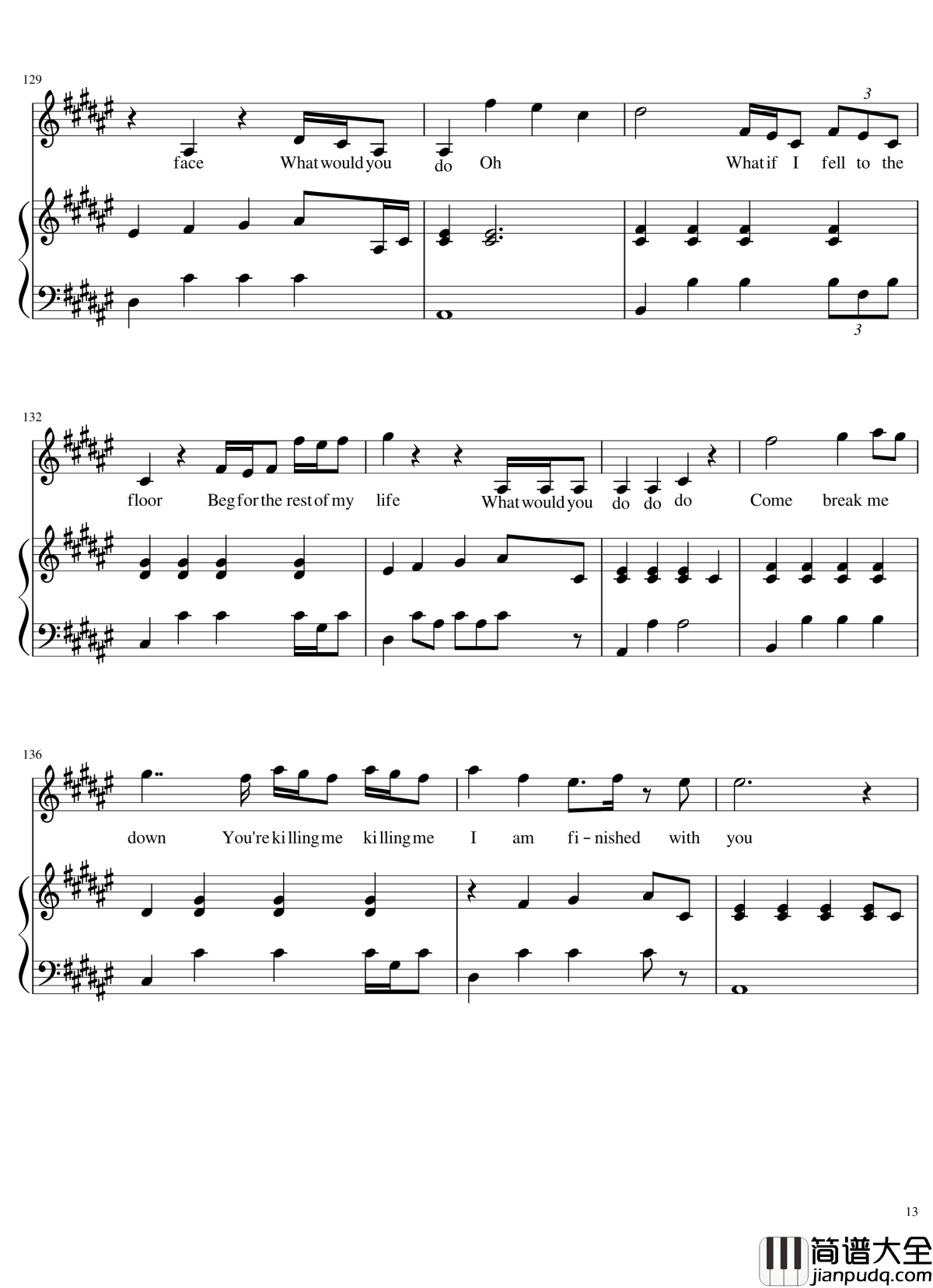 演唱会歌曲串烧钢琴谱_弹唱谱_华晨宇