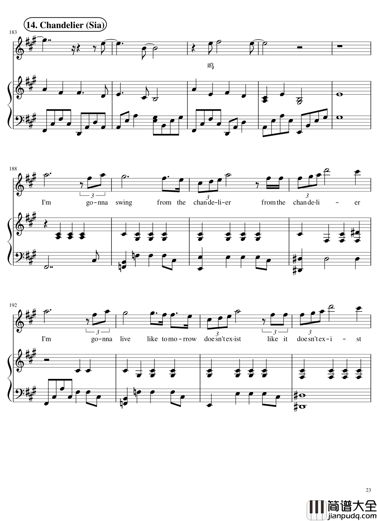 演唱会歌曲串烧钢琴谱_弹唱谱_华晨宇