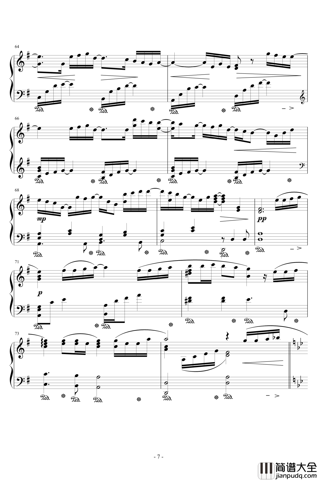 時には昔の話を钢琴谱_李小熊改编_広橋真紀子