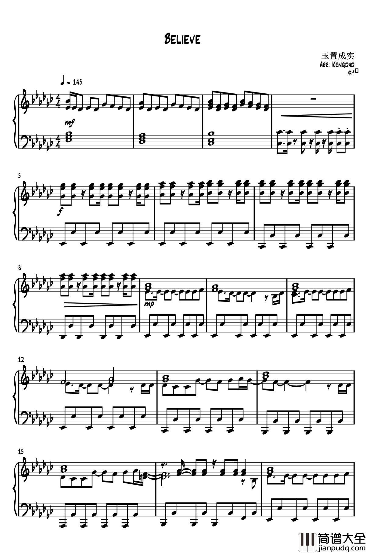 Believe钢琴谱_高达Seed_高达Age