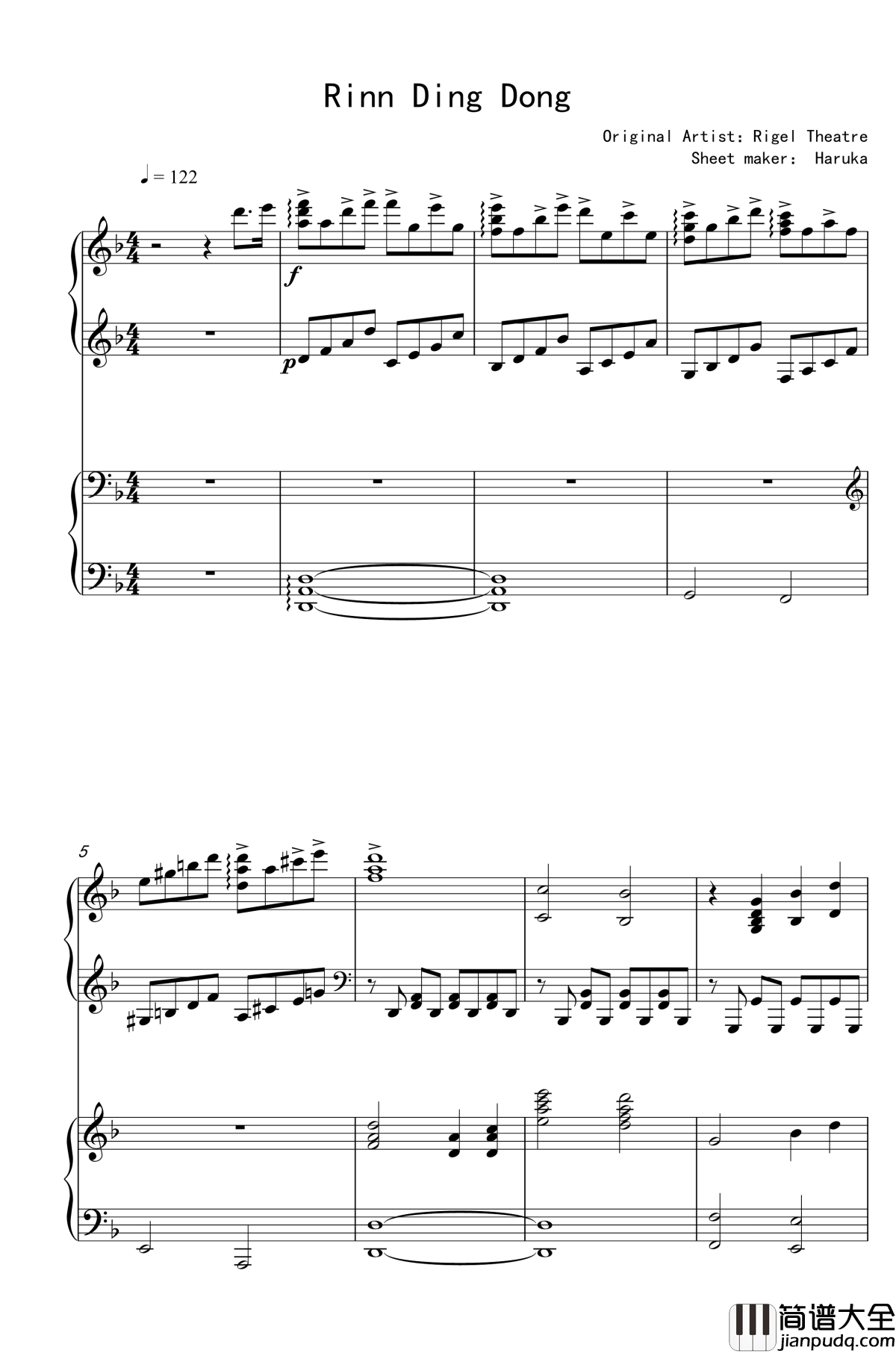 Rinn_Ding_Dong钢琴谱_Rigel_Theatre
