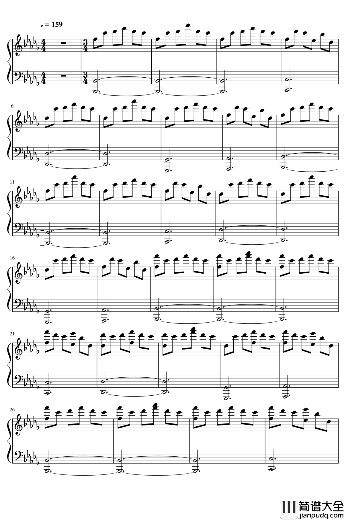 沉向空中的辉针城钢琴谱_东方辉针城_东方project