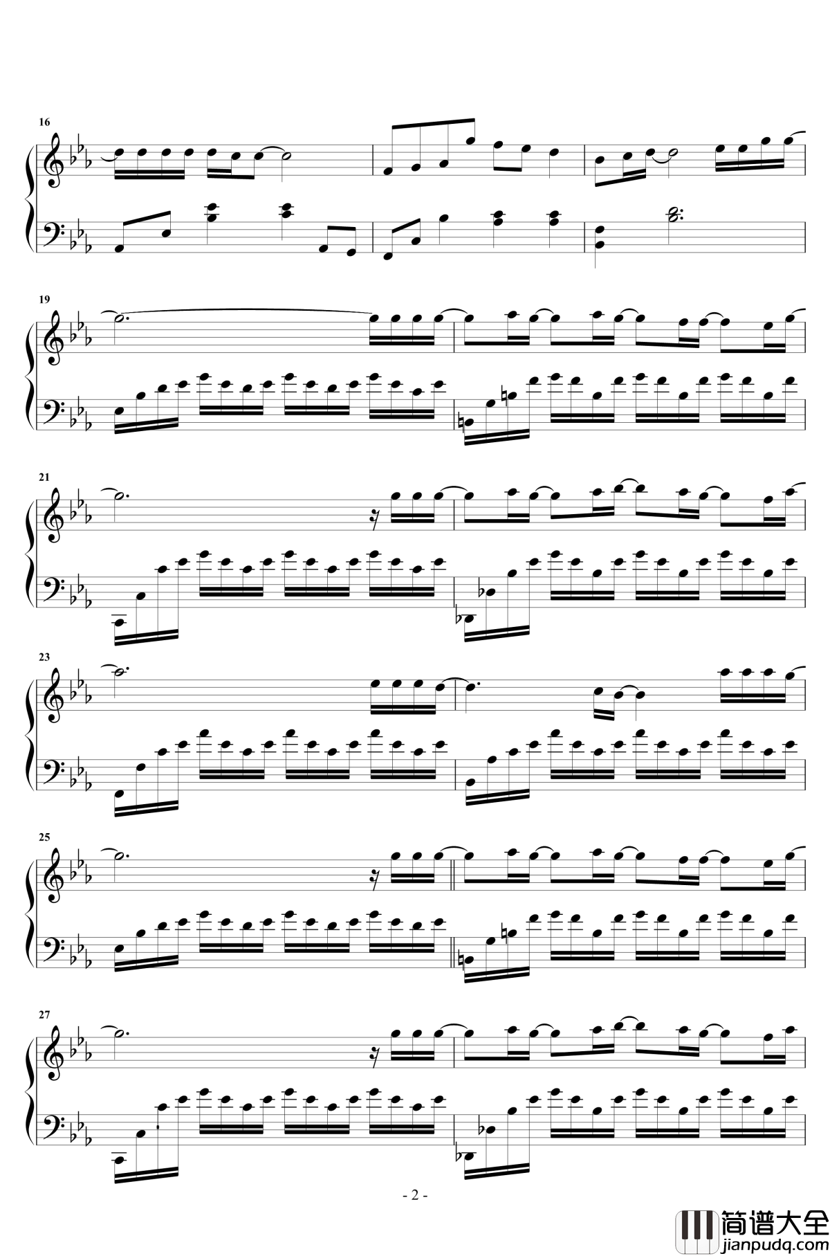 没有意外钢琴谱_蔡徐坤