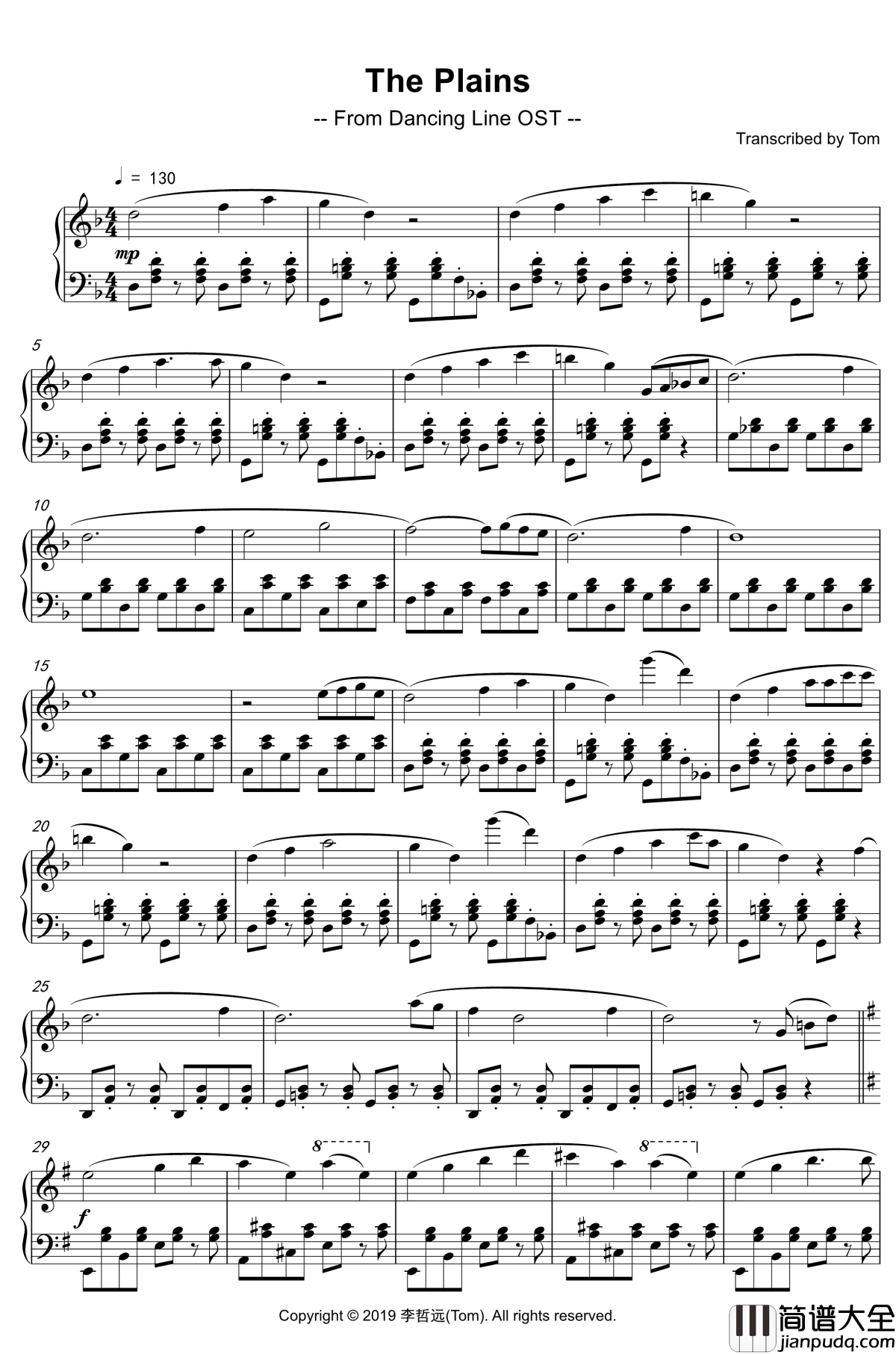 The_Plains钢琴谱___跳舞的线-Dancing_Line_OST_田野